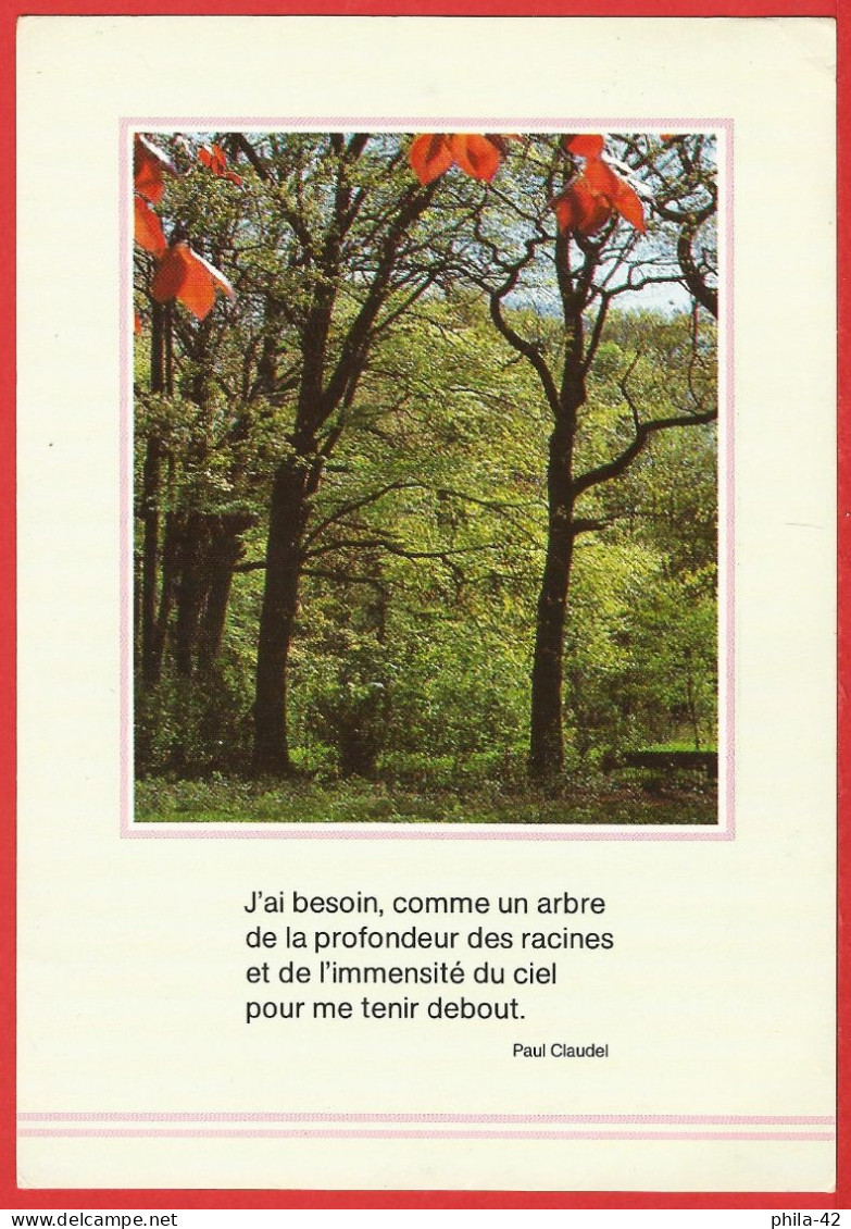 Arbres Et Poème De Paul Claudel - Carte écrite 1989 TBE - Arbres