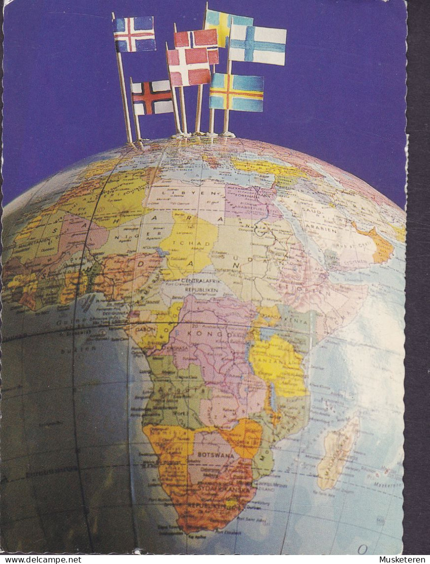 Sweden PPC Globe & Nordic Flags FLYGPOST Par Avion Label GÖTEBORG 1979 DIEREN Holland Hünengrab & Schloss Stamps - Covers & Documents