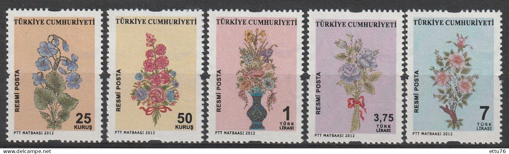 Turkey  2012  Decorative Arts,Flowers  Set  MNH - Ungebraucht