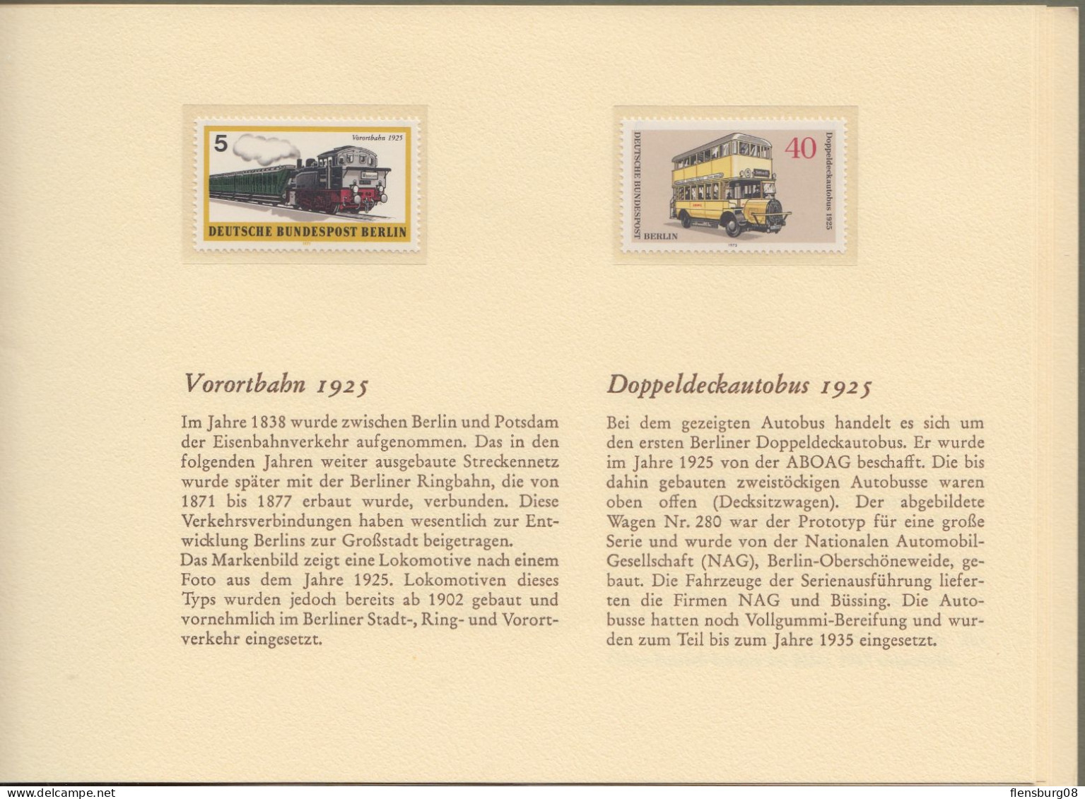 Berlin: minister booklet - Ministerbuch - Ministerheft: " Sonderpostwertzeichen  Berliner Verkehrsmittel 1973 "