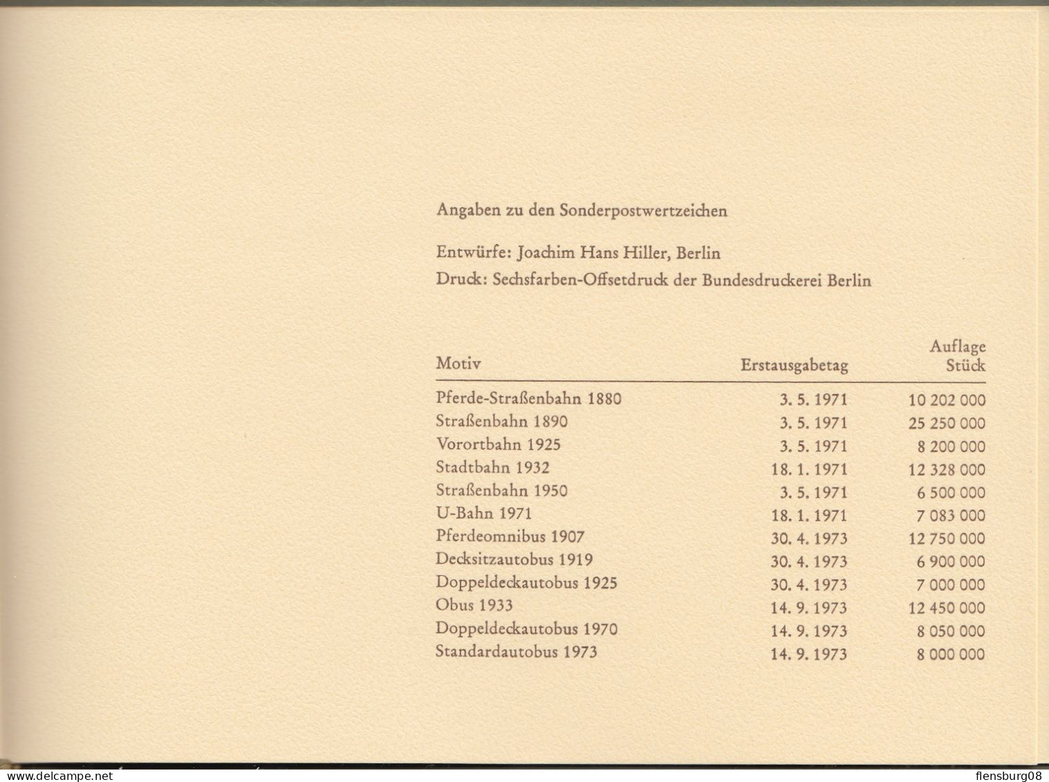 Berlin: minister booklet - Ministerbuch - Ministerheft: " Sonderpostwertzeichen  Berliner Verkehrsmittel 1973 "