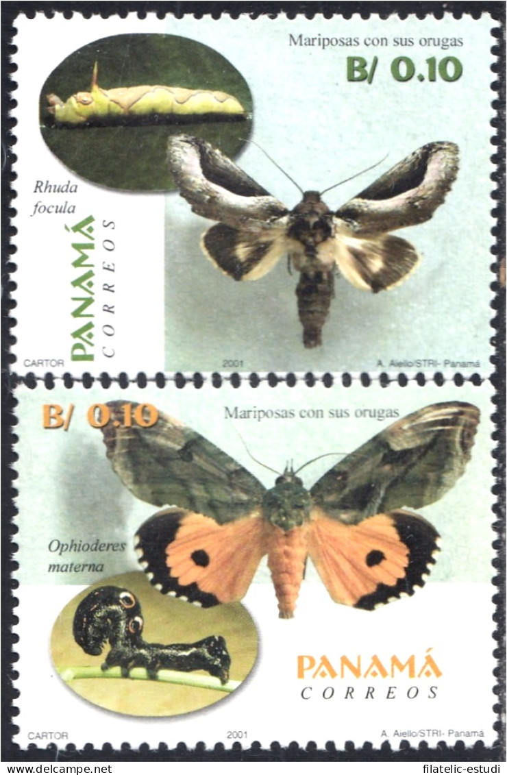 Panama 1205/06 2001 Mariposas Con Sus Orugas MNH - Panama