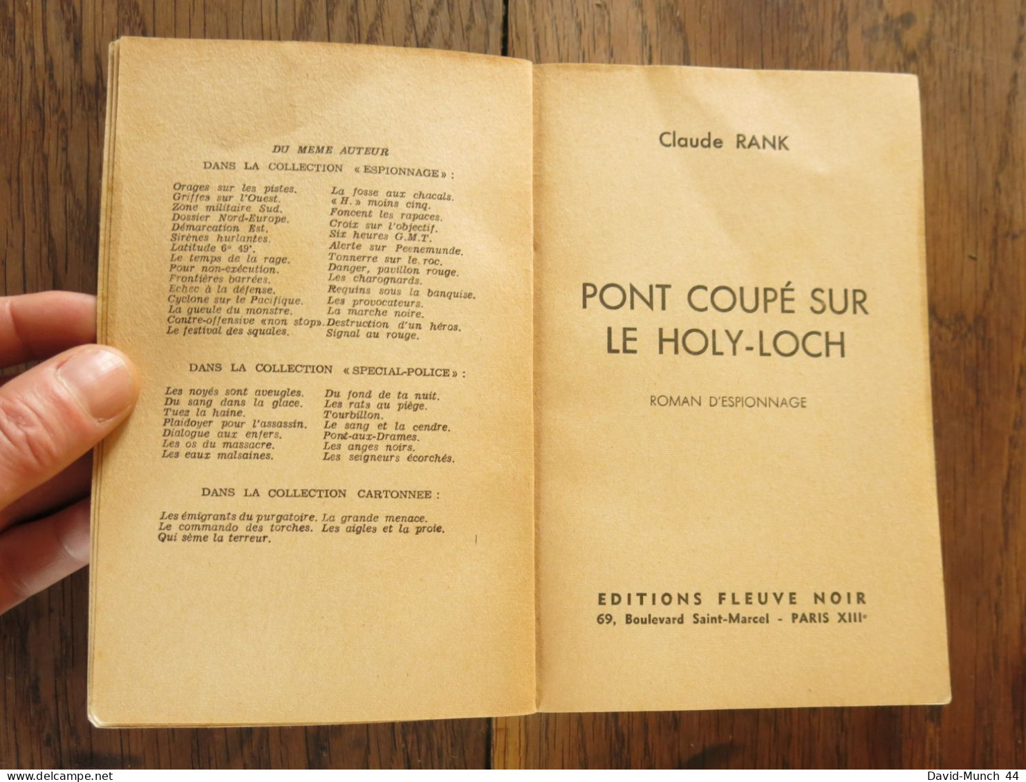 Pont Coupé Sur Le Holy-Loch De Claude Rank. Fleuve Noir, Espionnage. 1963 - Fleuve Noir