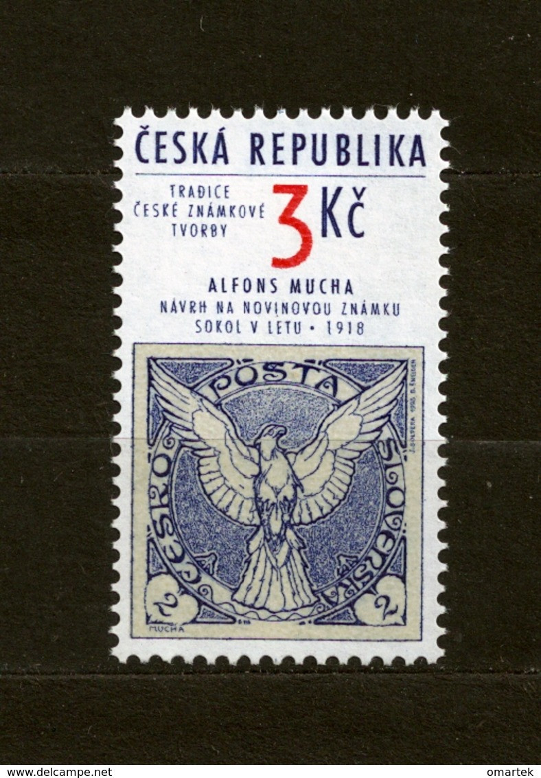 Czech Republic Tschechische Republik 1995 MNH ** Mi 63 Sc 2940 Alphonse Mucha's Design For The Newspaper Stamp Falcon - Ongebruikt