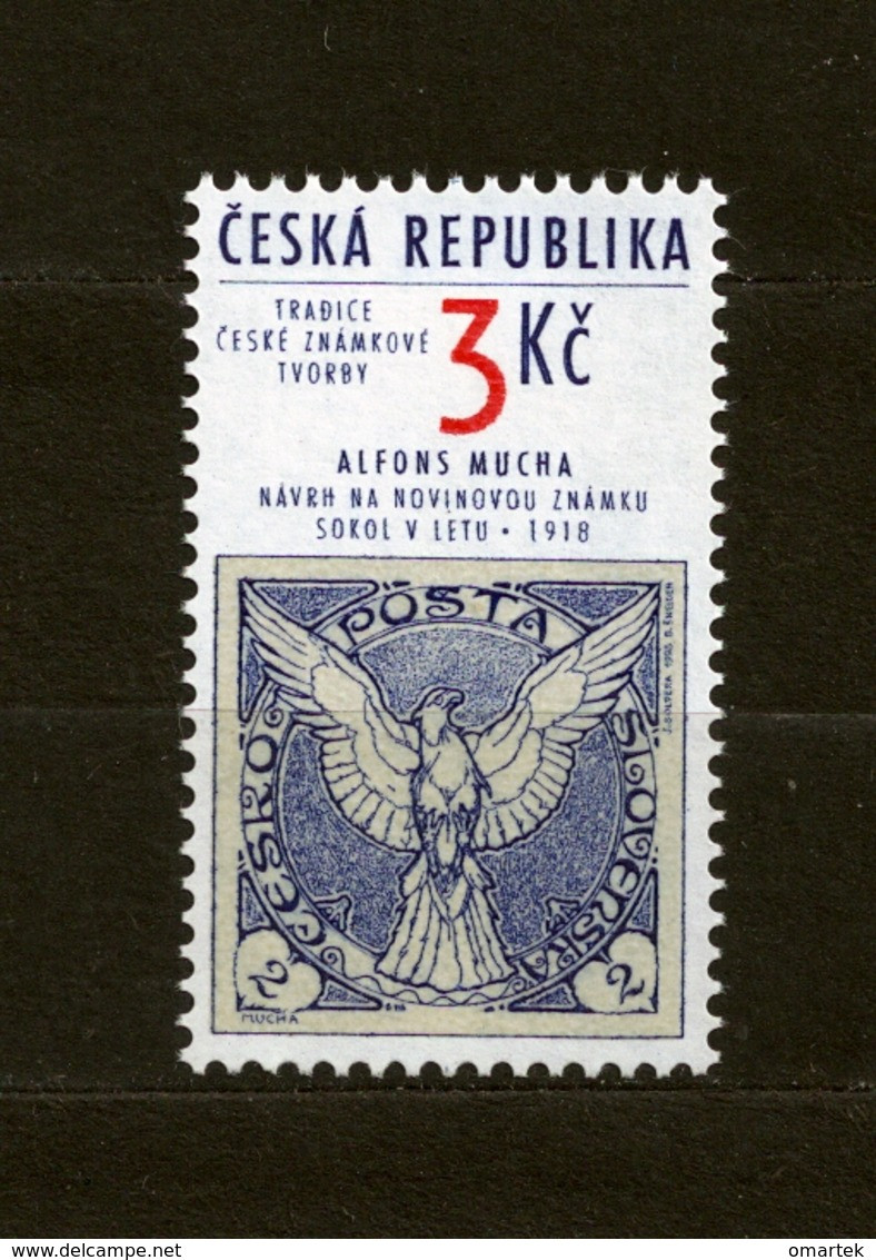 Czech Republic Tschechische Republik 1995 MNH ** Mi 63 Sc 2940 Alphonse Mucha's Design For The Newspaper Stamp Falcon - Ungebraucht