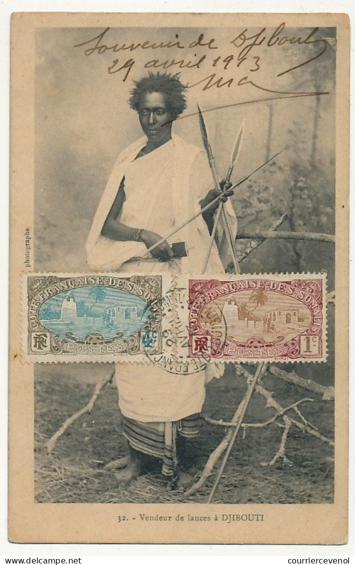CPA - DJIBOUTI - Vendeur De Lances à Djibouti - Timbrée Coté Vue - 1913 - Djibouti