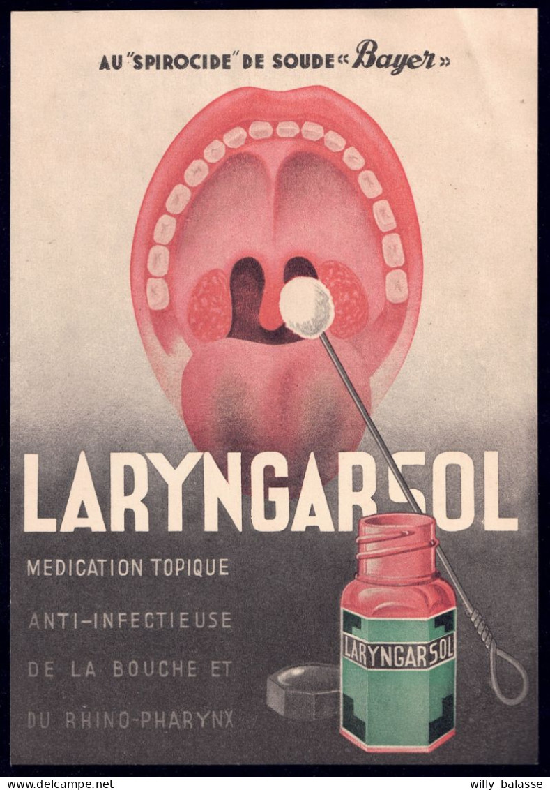 +++ PUBLICITE Ets Couvreur - Bruxelles - LARYNGARSOL - Médicament - Bayer  // - Pubblicitari