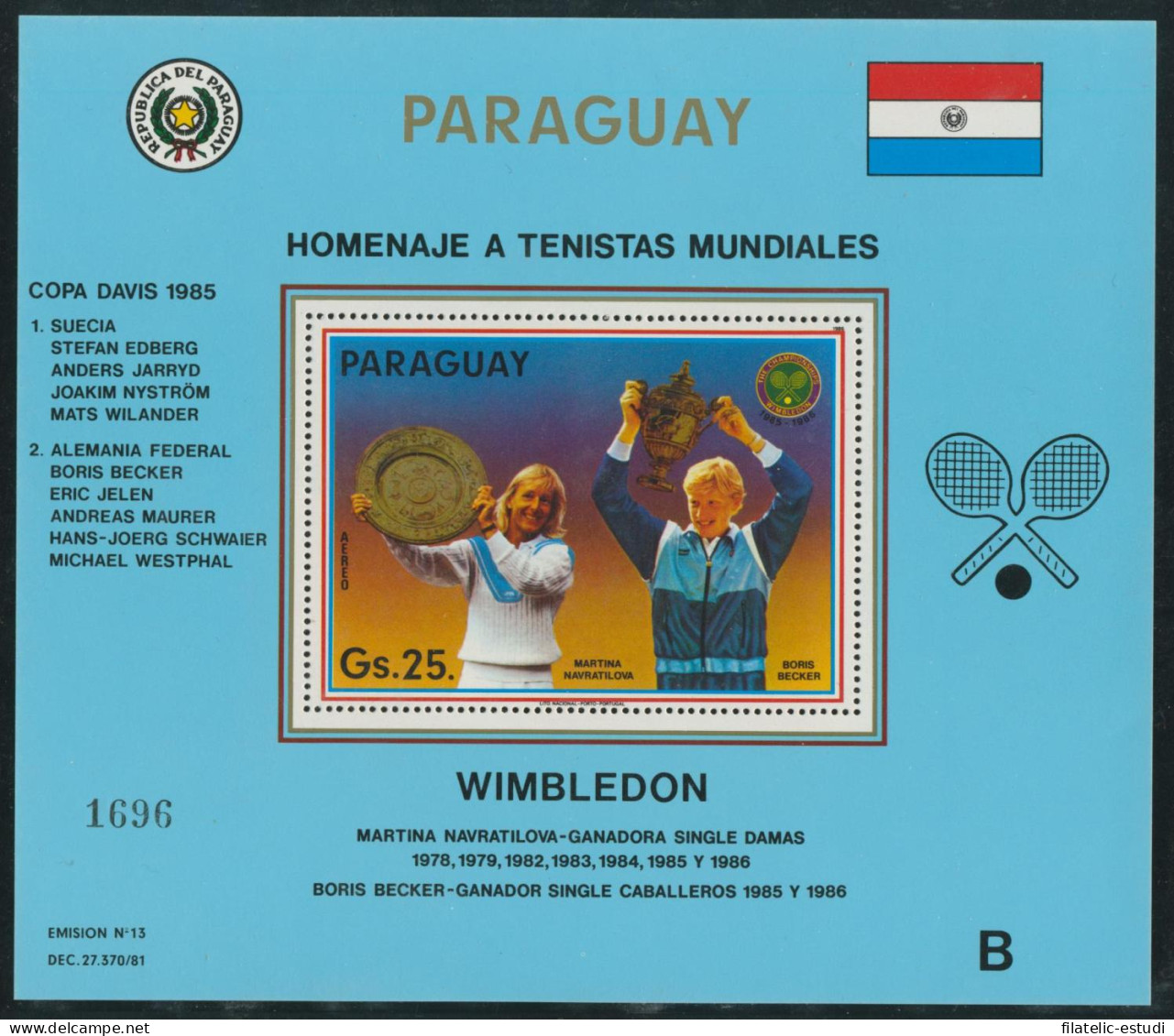 DEP1 Paraguay HB 13 1964  Alfredo Stroessner MNH - Paraguay