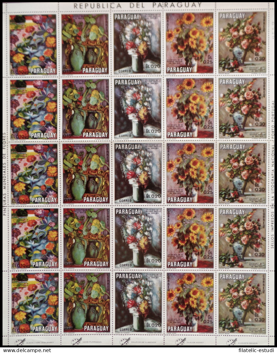 Paraguay 1089/93 1970  Minihojita Pinturas De Flores Flowers MNH - Paraguay