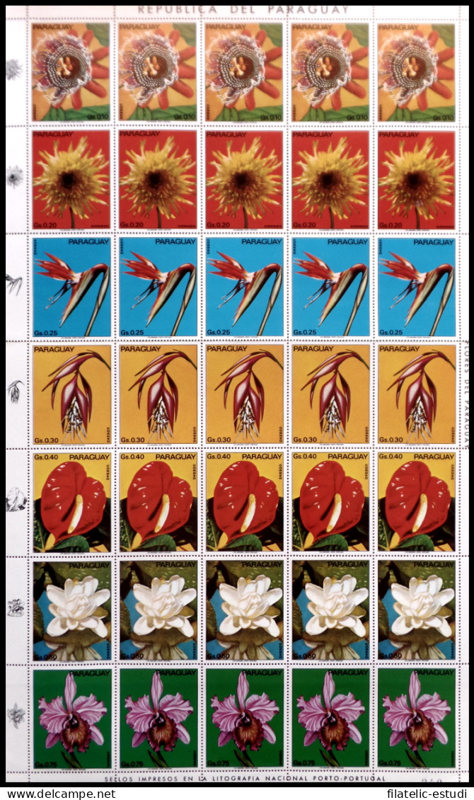 Paraguay 1346/52 1974  Minihojita Flores Flowers MNH - Paraguay