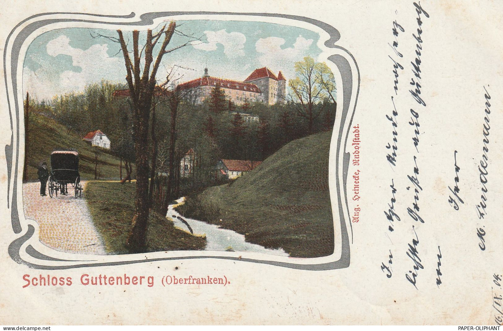 8651 GUTTENBERG, Schloß Guttenberg Im Jugendstilornament, Kutsche, 1904 - Kulmbach