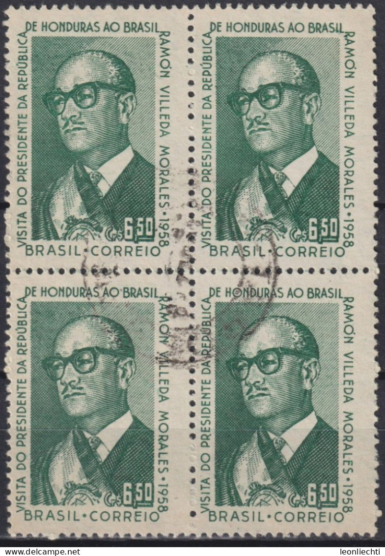 1958 Brasilien ° Mi:BR 934Y, Sn:BR 869a, Yt:BR 653a, Presidente Ramon Villeda Morales From Honduras Visit Brazil - Used Stamps