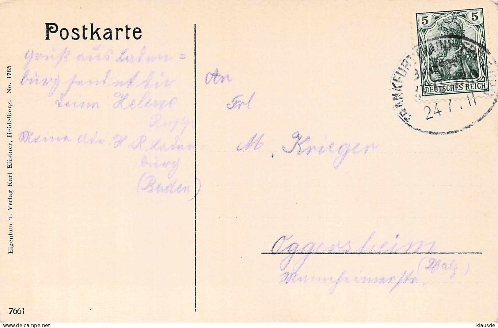 Ladenburg A.N. - Renaissaneehaus Gel.1911 Bahnpost - Ladenburg