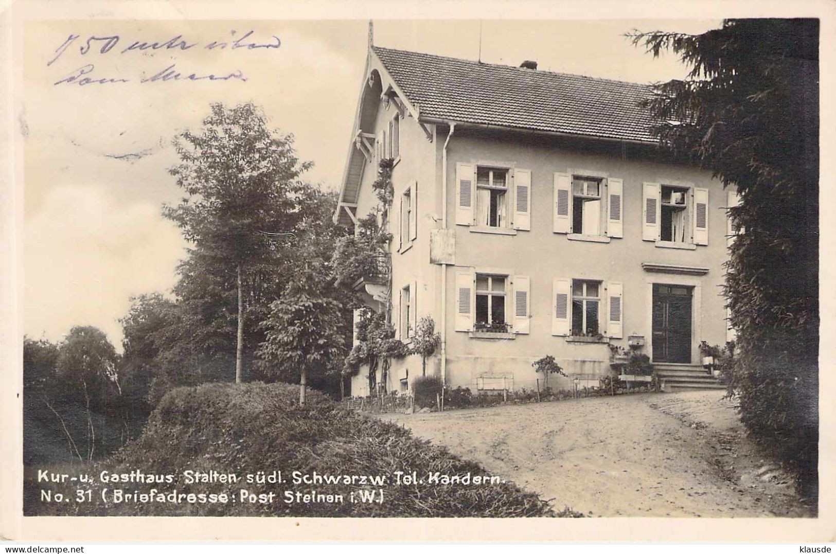 Kur U. Gasthaus Stalten Südl.Schwarzw.gel.1927 - Kandern