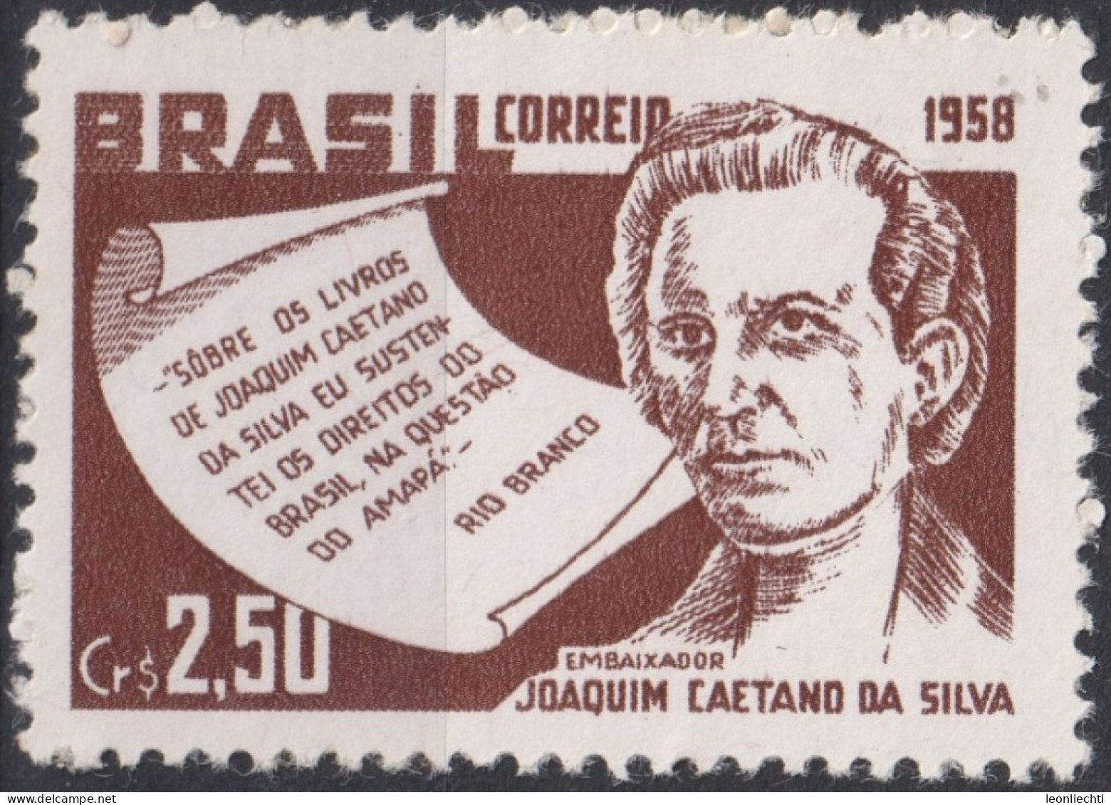 1958 Brasilien ** Mi:BR 943, Sn:BR 878, Yt:BR 660, Tribute To Joaquim Caetano E Silva - Neufs