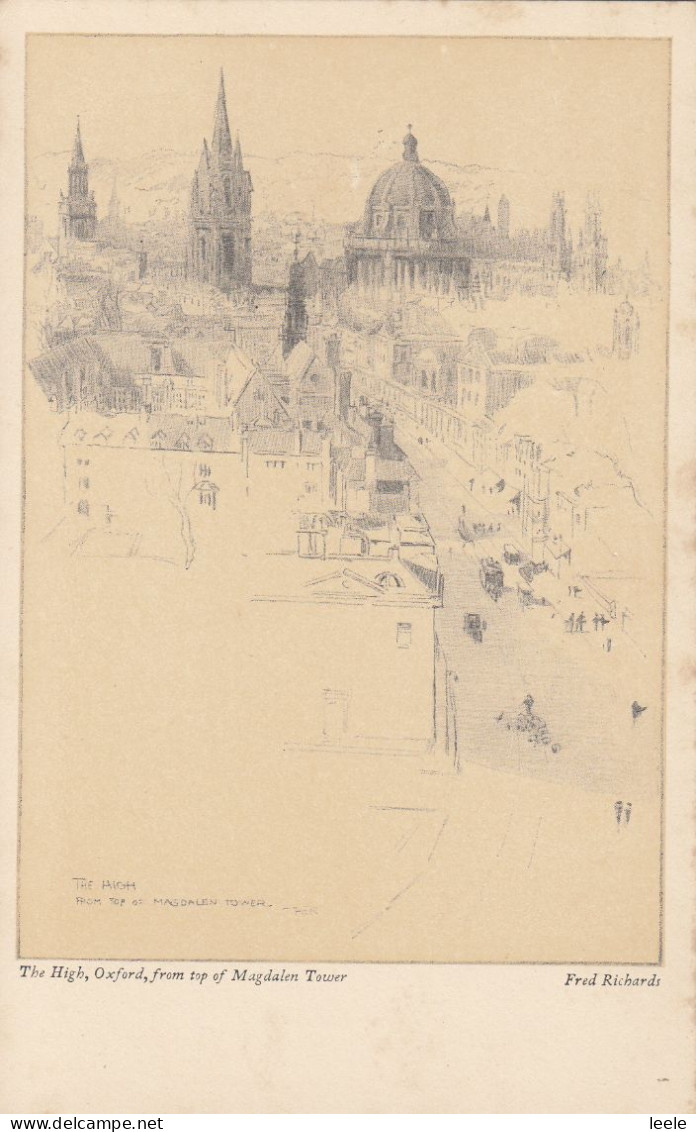 CB91. Vintage Postcard. Oxford.By Fred Richards. The High, From Magdalen Tower - Oxford