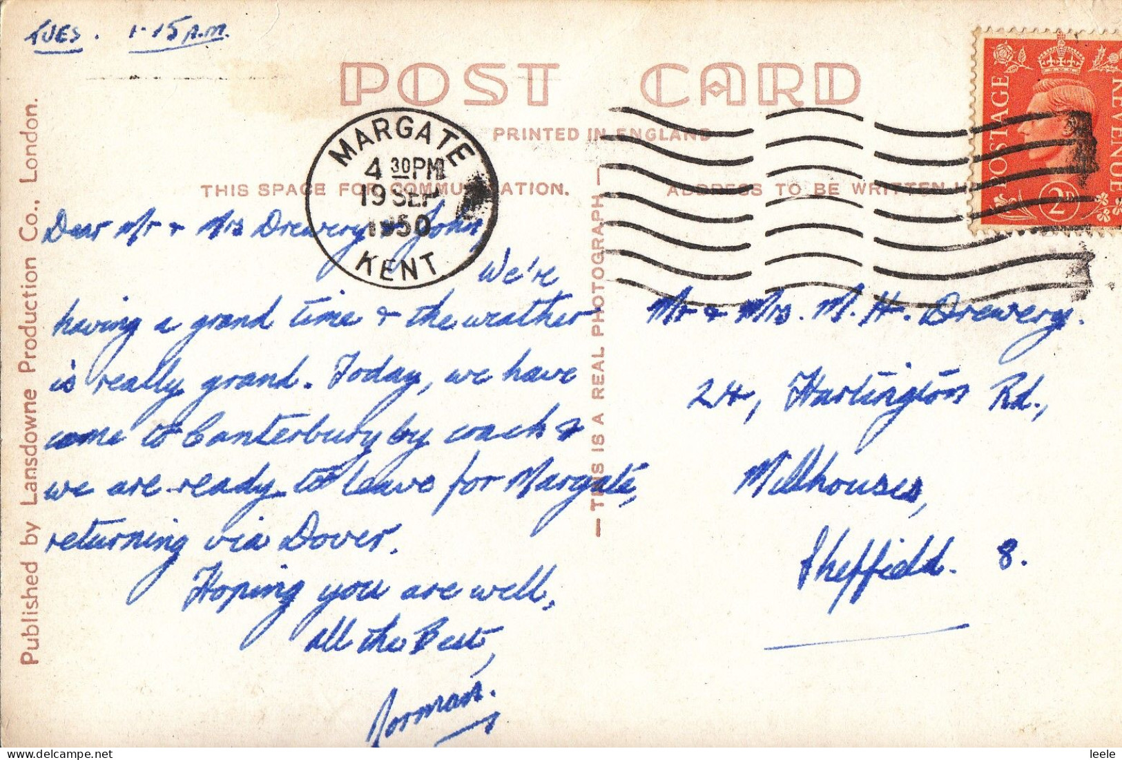 CB65. Vintage Postcard. The Leas Cliff Hall, Folkestone, Kent - Folkestone