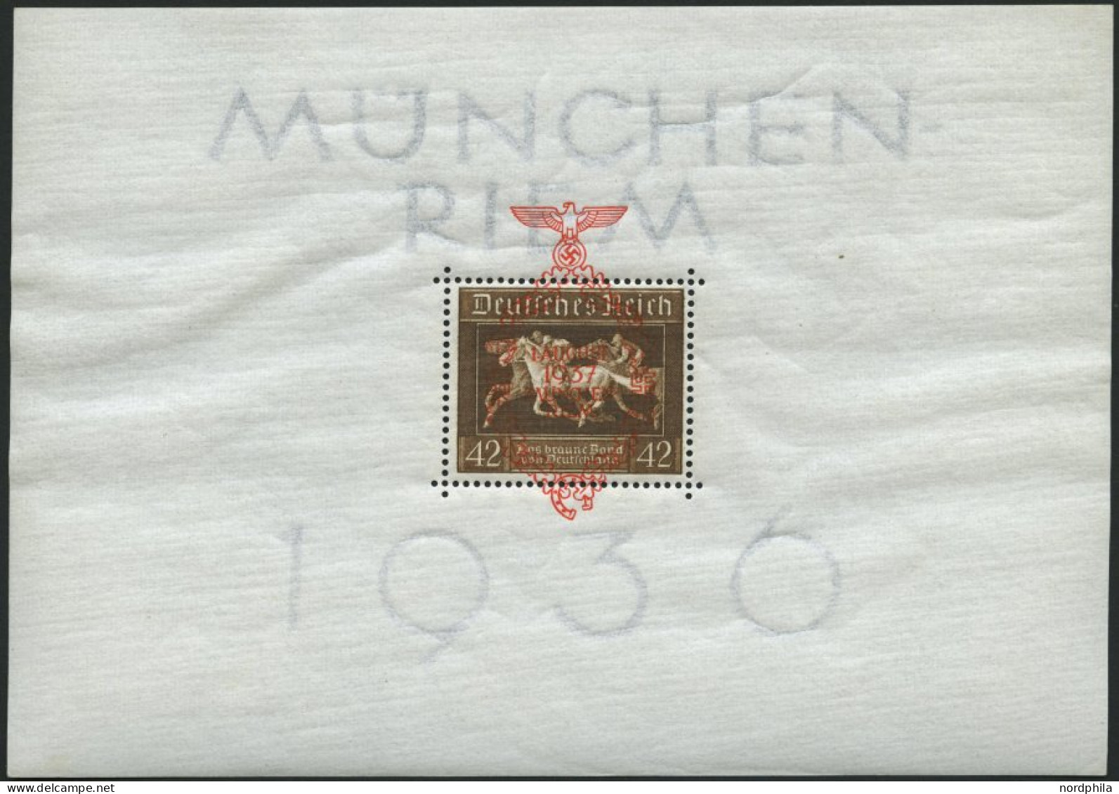 Dt. Reich Bl. 10 **, 1937, Block München-Riem, Pracht, Mi. 180.- - Bloques