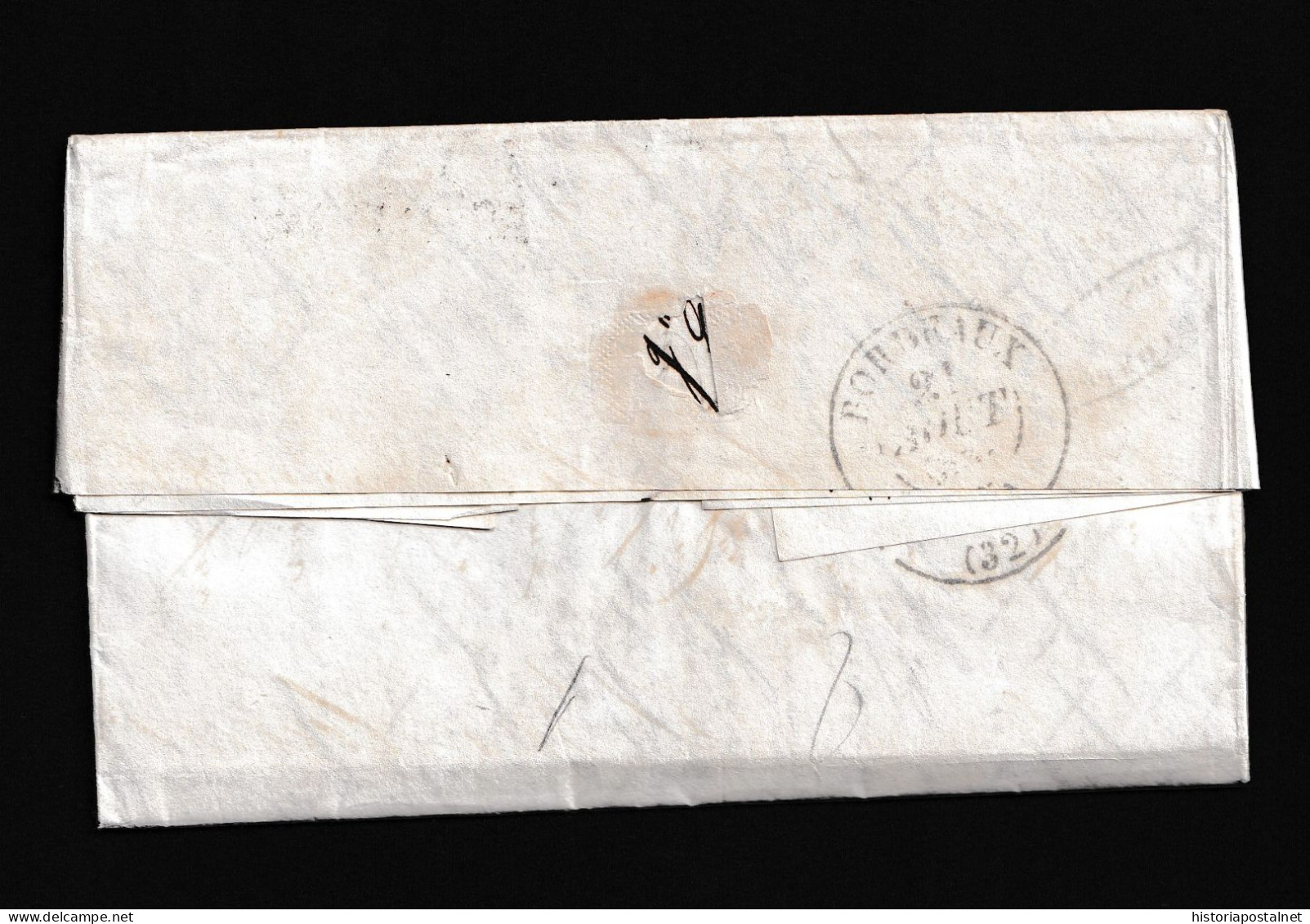 1834(24 JUL) NUEVA YORK A Burdeos (Francia) Marca “PAYS D’OUTREMER/ PAR LE HAVRE” Recuadrada En Negro. Porteo”10”décimas - …-1845 Prephilately