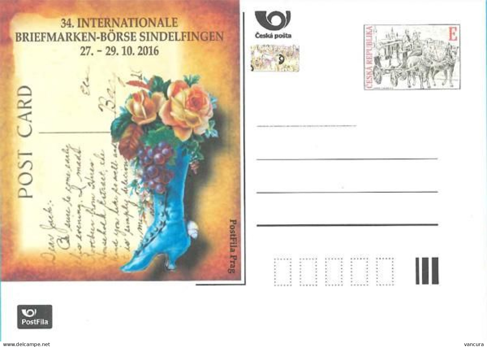 CDV A Czech Republic Sindelfingen Stamp Fair 2016 Rose Coach - Postales