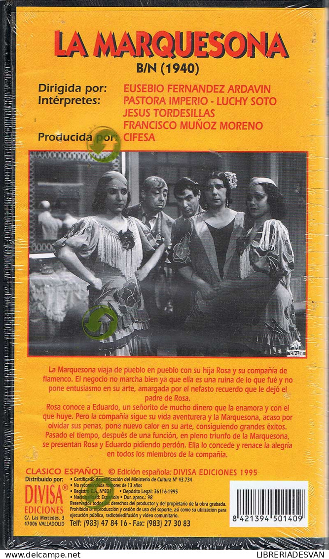 La Marquesona. Pastora Imperio. VHS - Autres & Non Classés