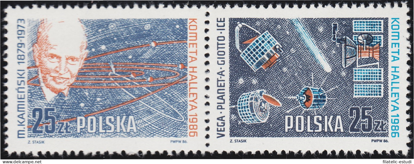 Polonia Poland 2824/25 1986 Astrónomo Kamienski Cometa MNH - Otros & Sin Clasificación