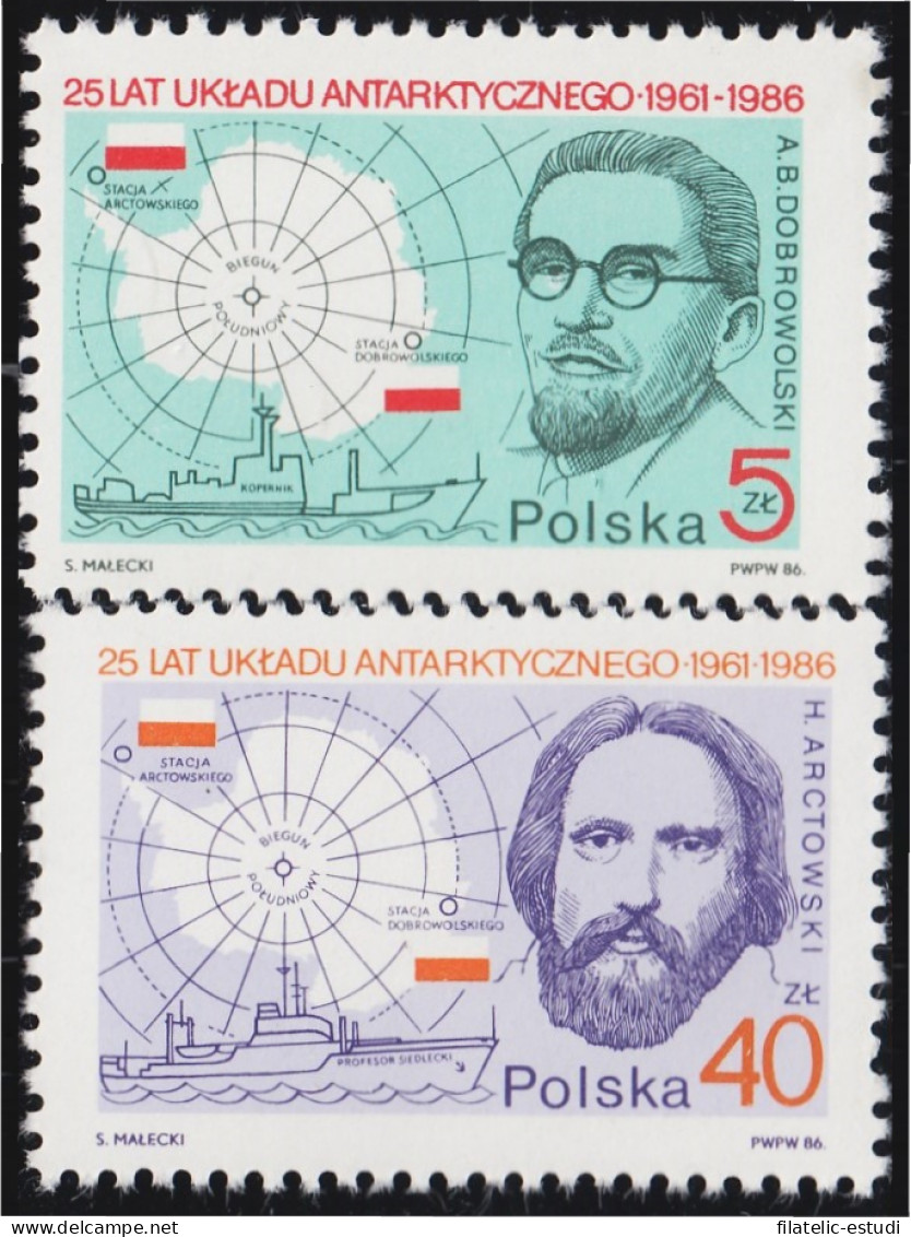 Polonia Poland 2843/44 1986 25 Aniversario Del Tratado Antártico MNH - Otros & Sin Clasificación