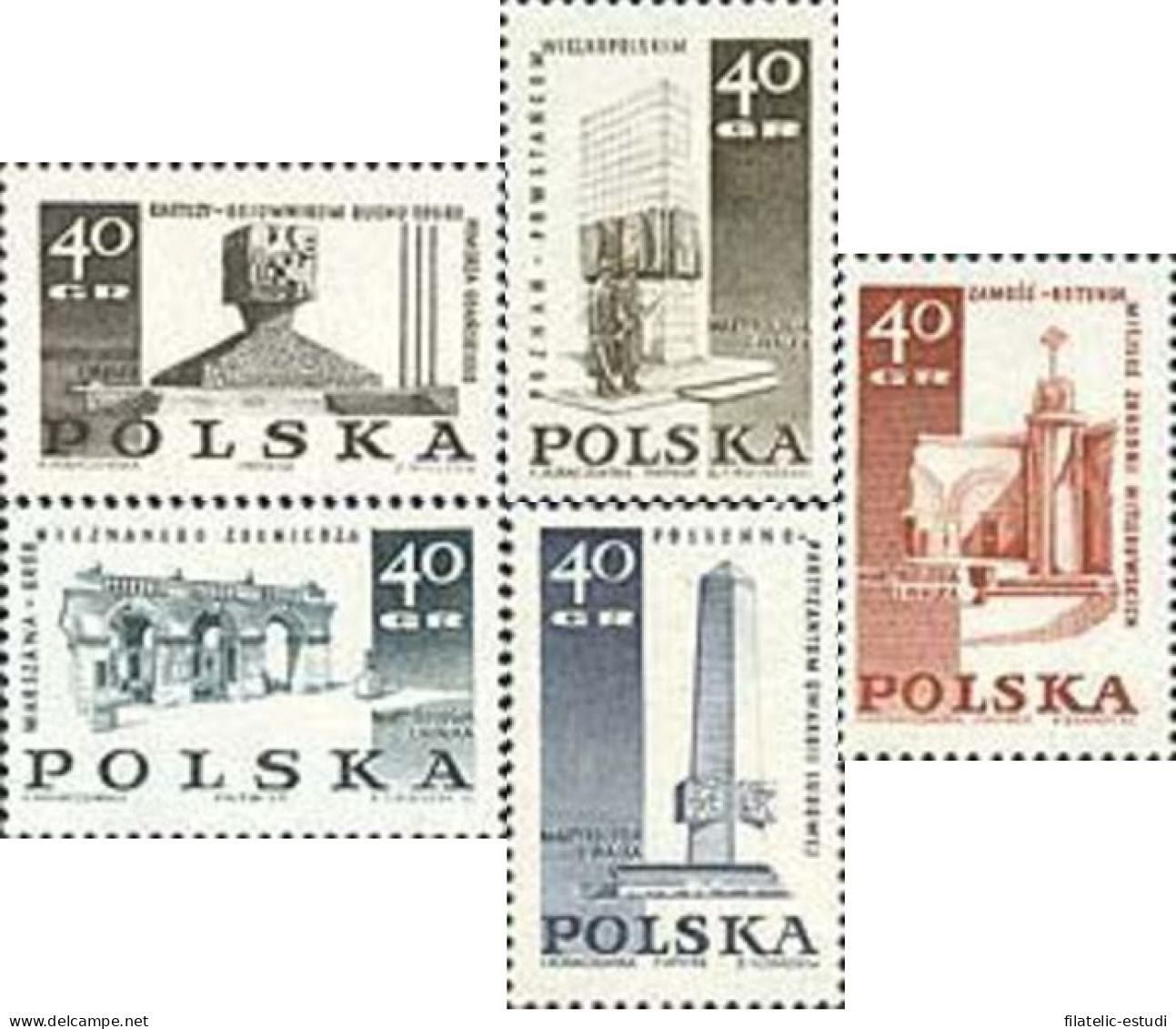 Polonia - 1732/36-F - 1968 Monumentos Martirio Y Lucha Fijasellos - Other & Unclassified