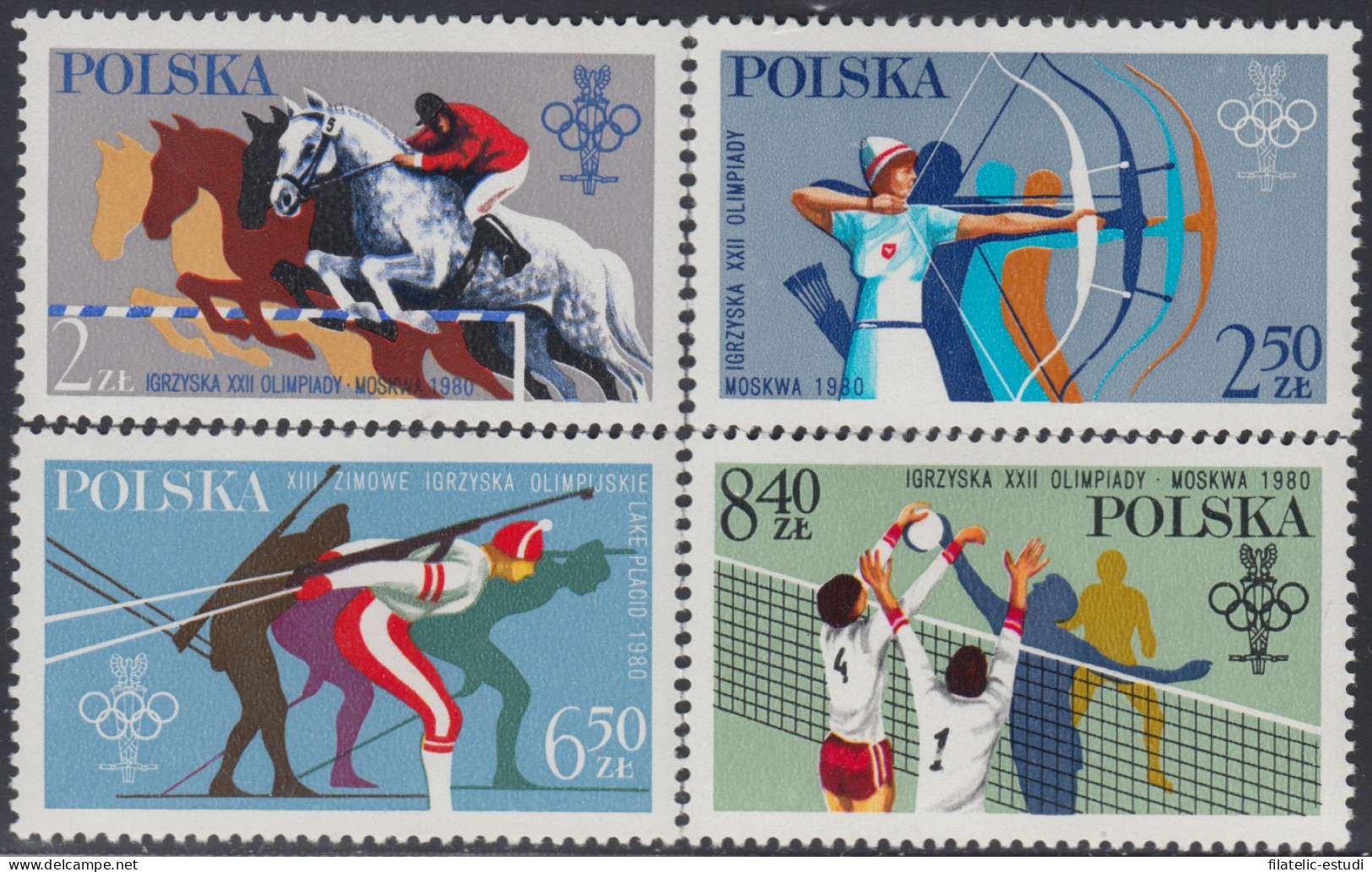 Polonia Poland 2491/94 1980 JJOO Moscú Olympic Games - Sports  Horse, Tiro ... - Otros & Sin Clasificación