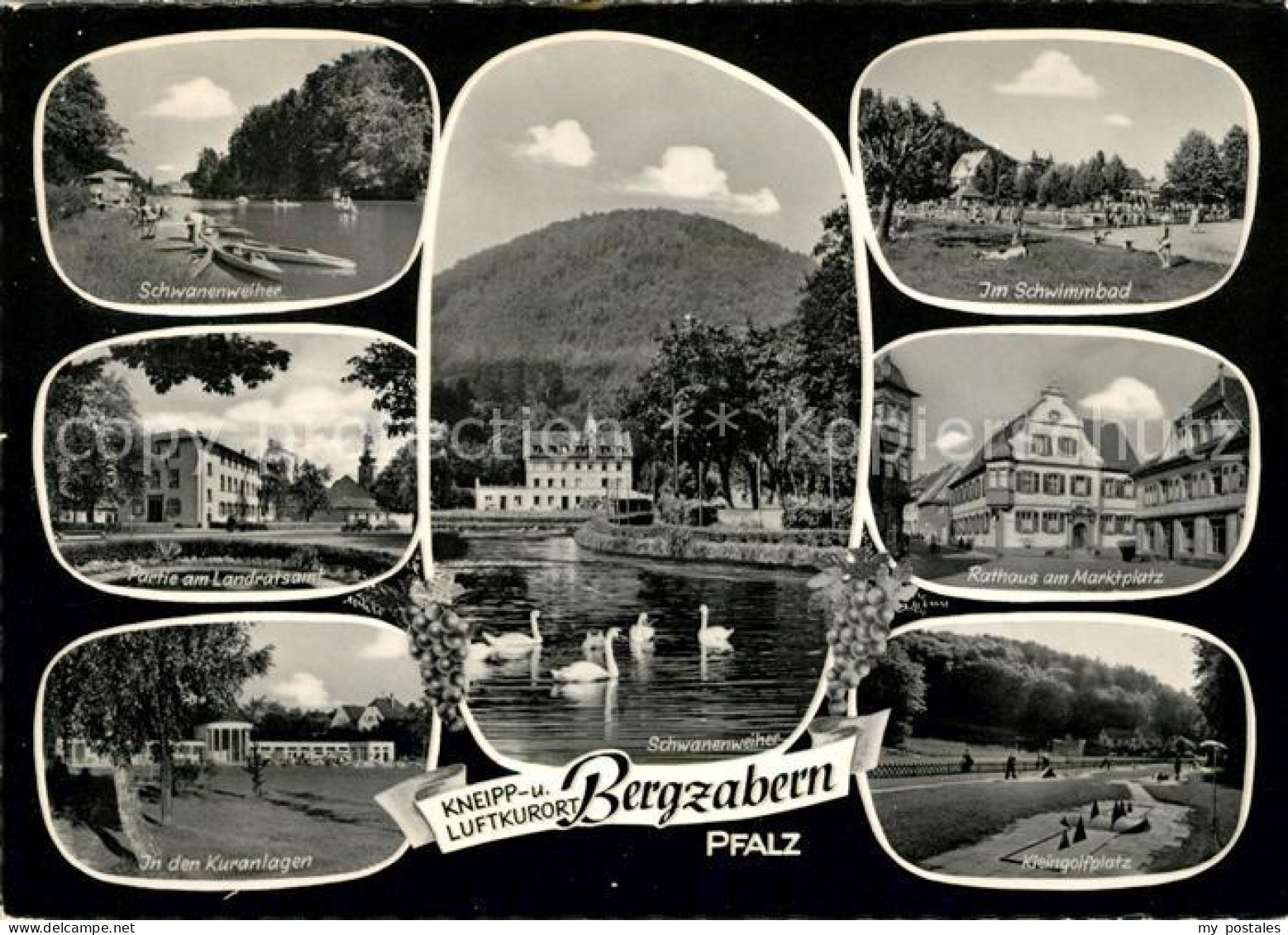 73045622 Bergzabern Bad Schwanenweiher Schwimmbad Kleingolfplatz Rathaus Marktpl - Bad Bergzabern