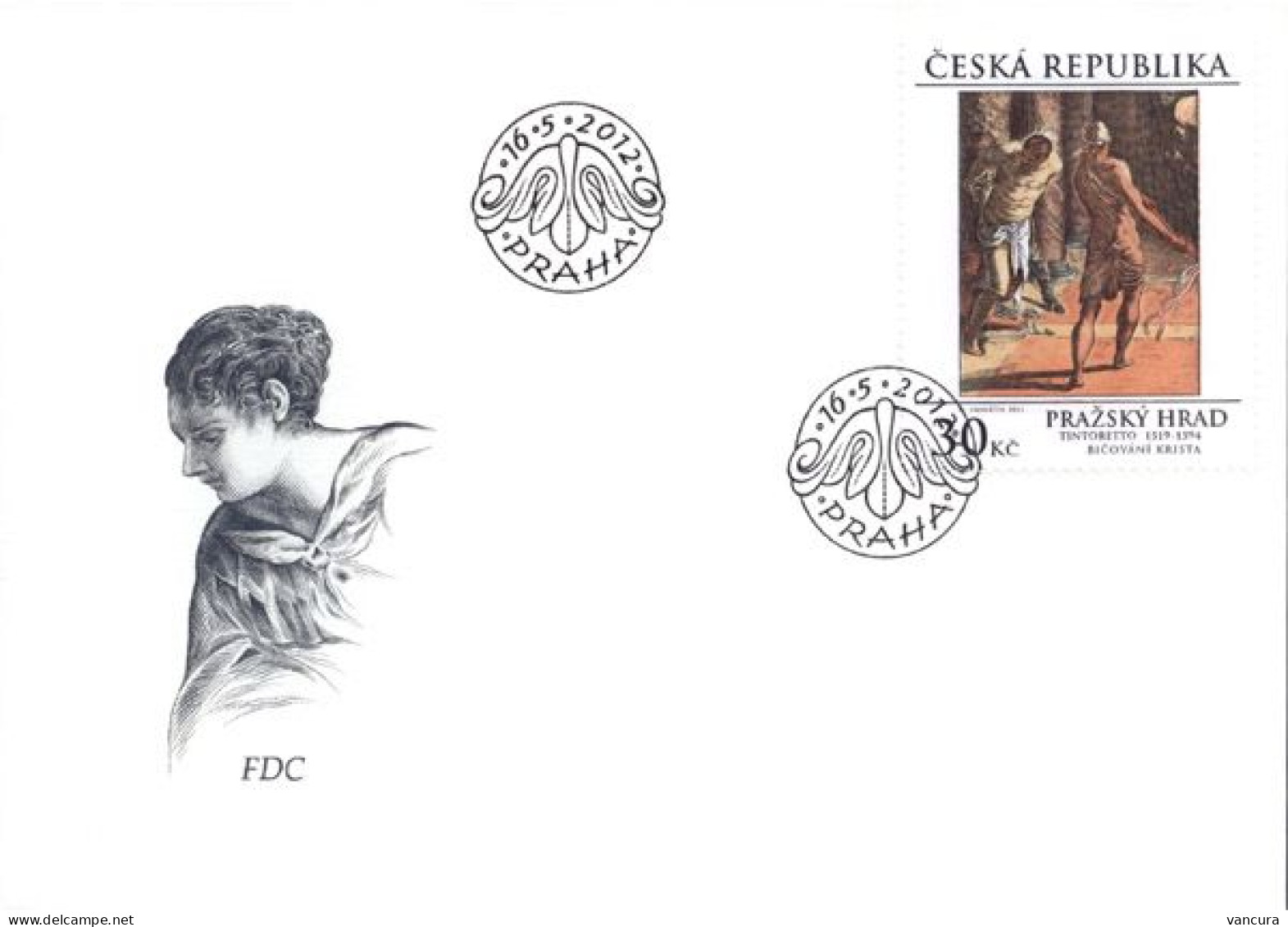 FDC 721 Czech Republic Tintoretto Whipping Of Jesus 2012 - Religión