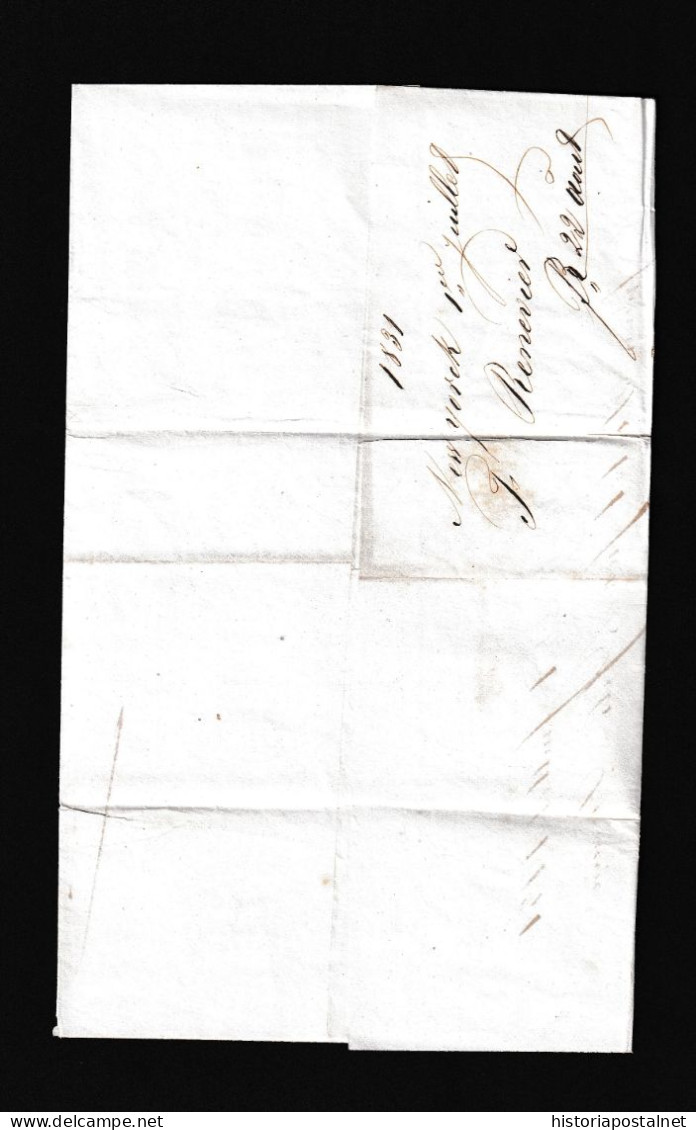 1831 (30 JUN) NUEVA YORK A Beaune (Francia) Marca “PAYS D’OUTREMER” Y Fechador De “LE HAVRE”, Ambas En Negro. Porteo Mns - …-1845 Prephilately