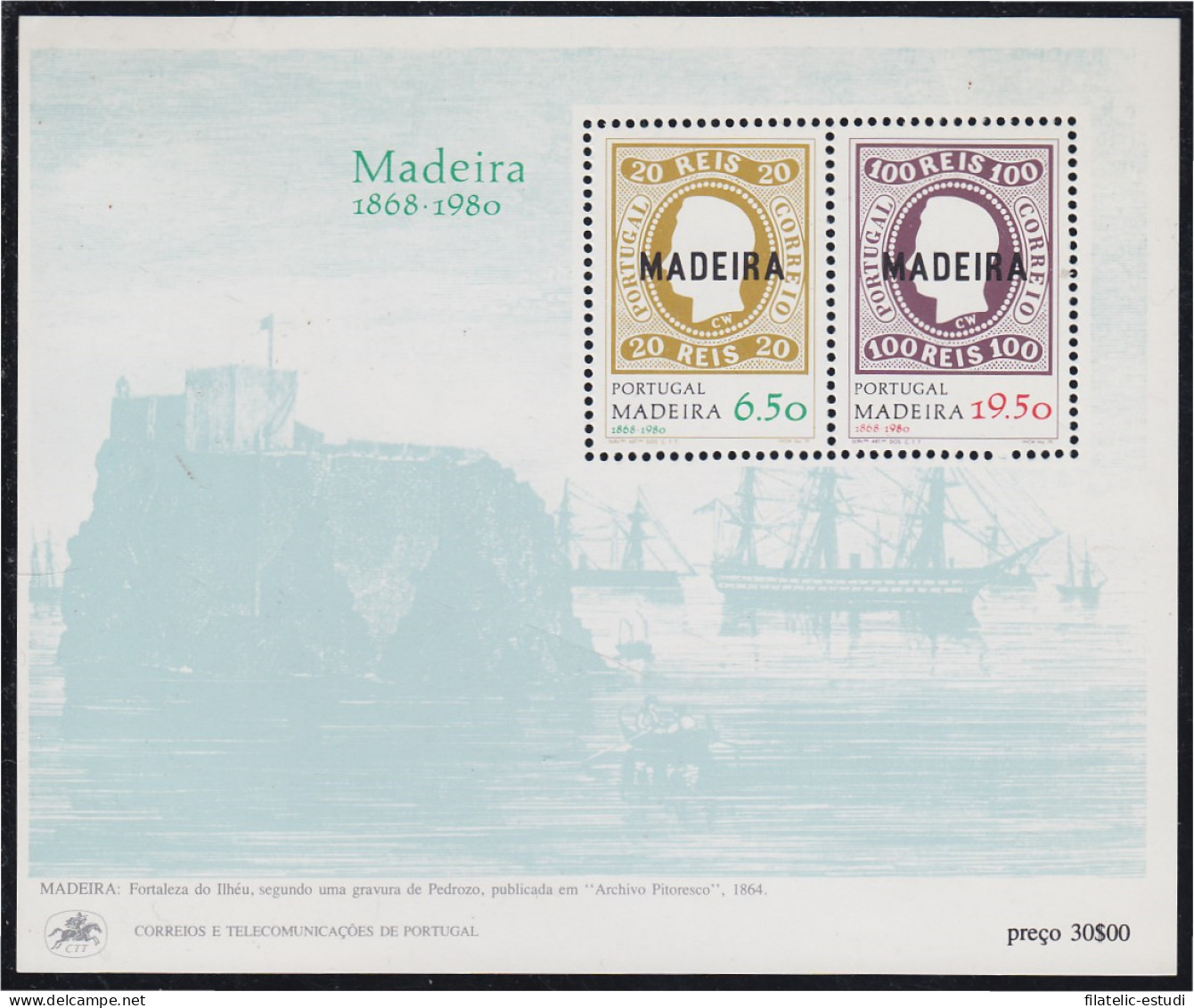 Madeira HB 1 1980 Evocación De La Primera Emisión De Sellos Postales De Madeir - Otros & Sin Clasificación