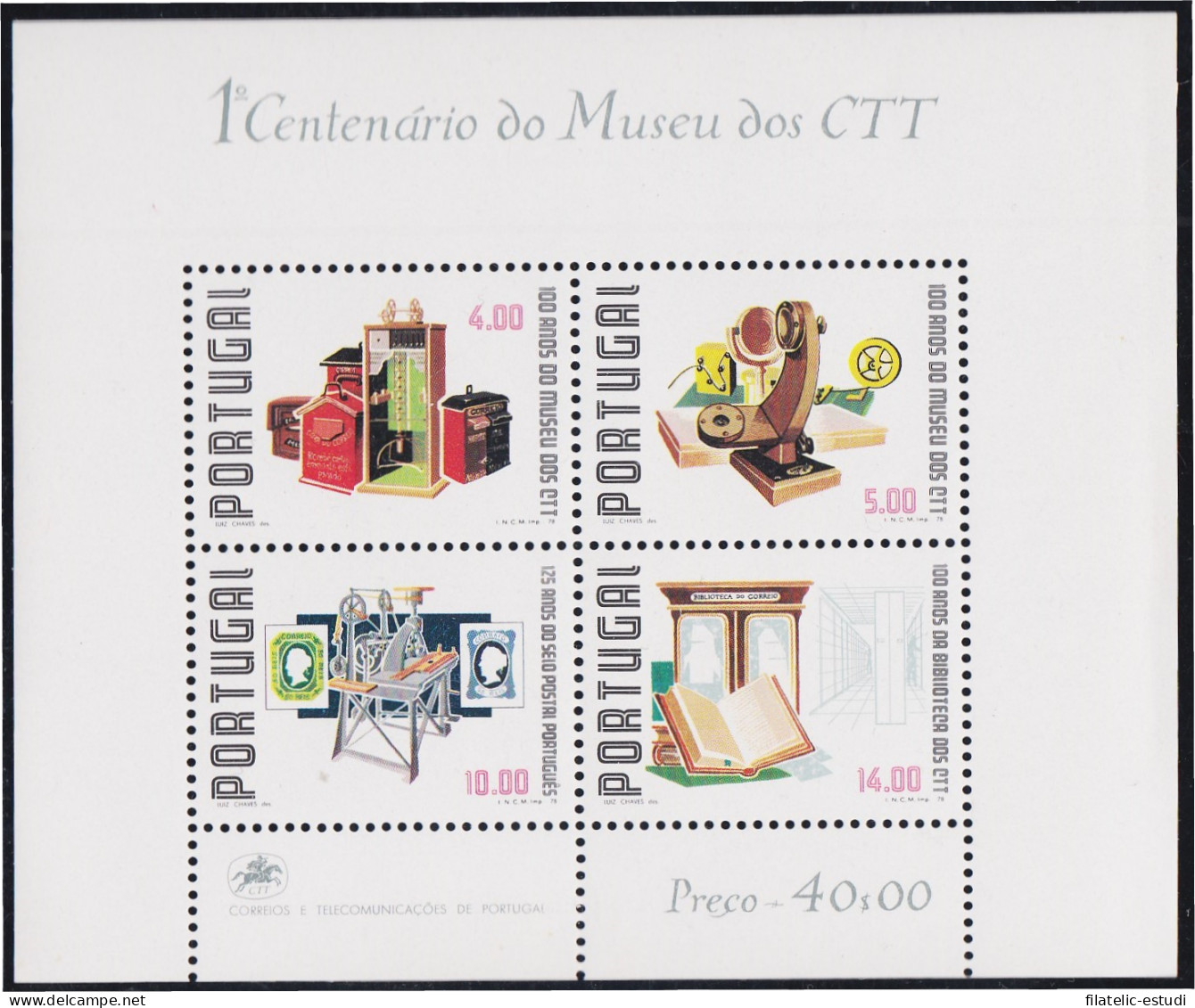 Portugal HB 25 1978 Centenario De Los Museos Postales Y De Telecomunicaciones  - Autres & Non Classés