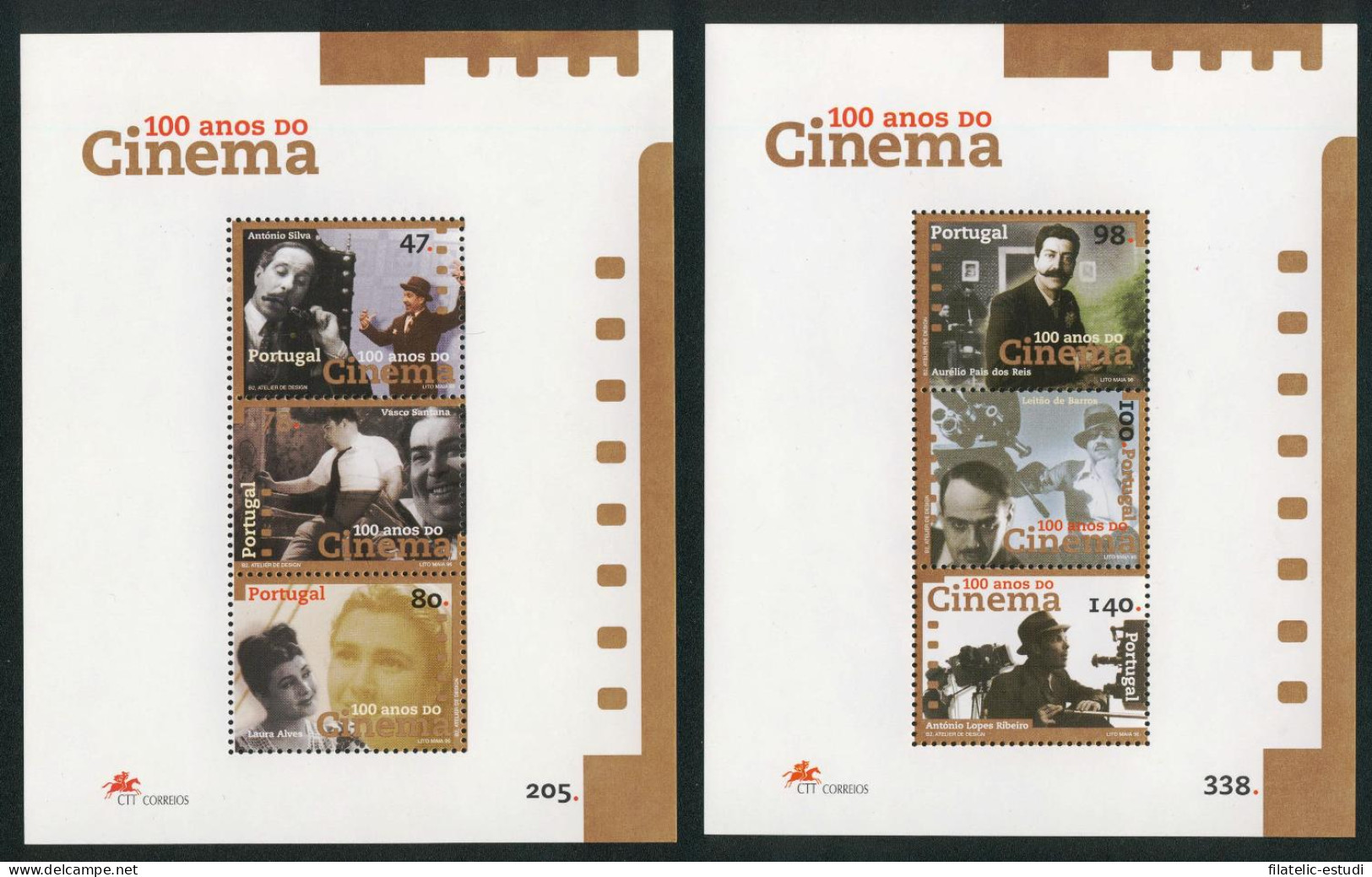 CIN/S Portugal  HB 121/22 1996 Cent. Del Cine 2 Hojitas Bloque 3 Val. Cada Una - Otros & Sin Clasificación