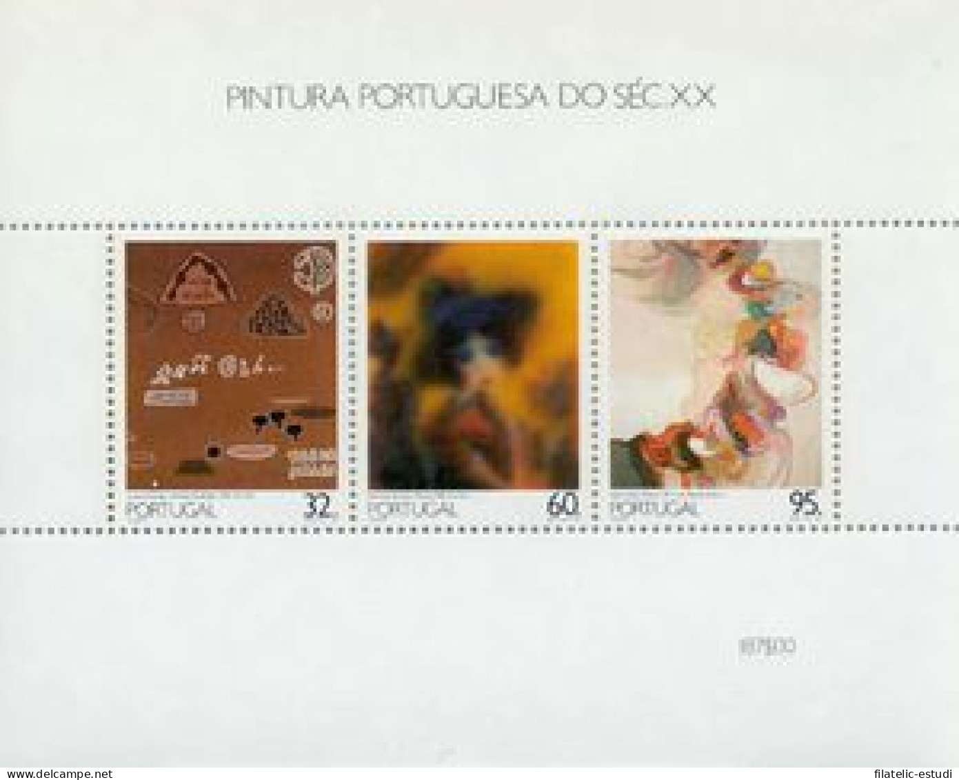 Portugal - 71-HB - 1990 Pinturas Portuguesas Del S XX Hojita Bloque 3 Val. Nº  - Autres & Non Classés