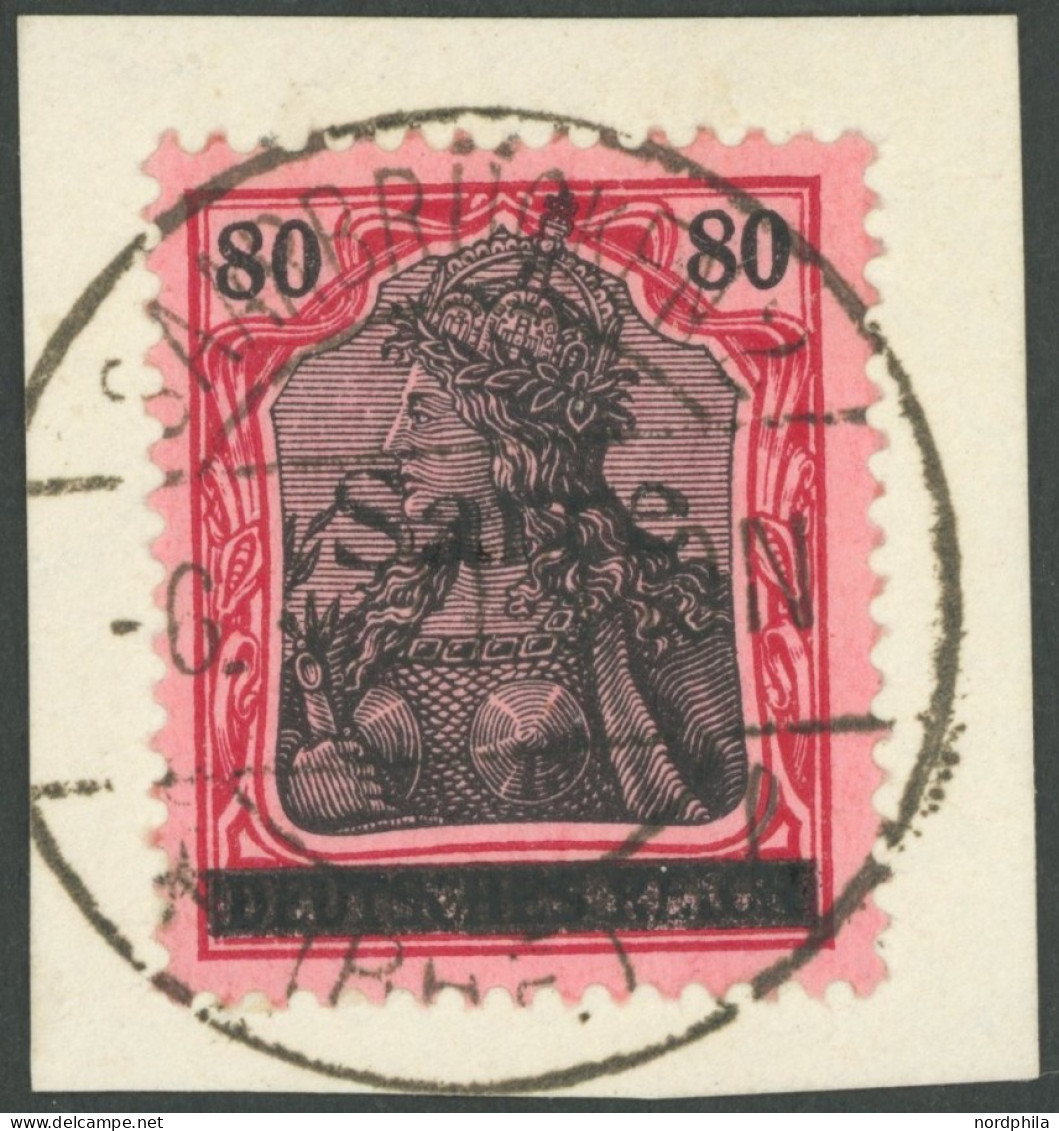SAARGEBIET 16III BrfStk, 1920, 80 Pf. Karminrot/grauschwarz Auf Mittelgraurot, Type III, Prachtbriefstück, Gepr. Burger, - Other & Unclassified