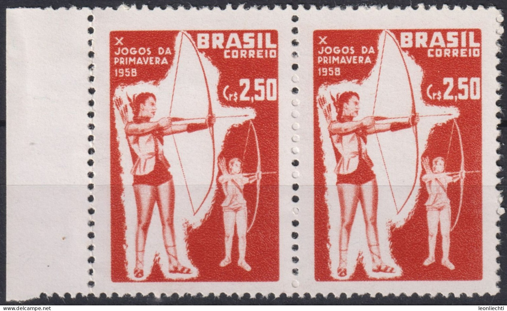 1958 Brasilien ** Mi:BR 945, Sn:BR 880, Yt:BR 662, 10th Spring Games, Rio De Janeiro, Archers, Bogenschiessen - Unused Stamps