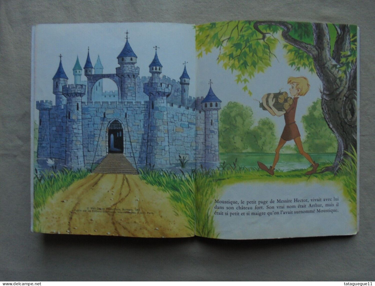 Ancien - Livre Pour Enfant Merlin L'Enchanteur Les Albums Roses 1963 - Disney