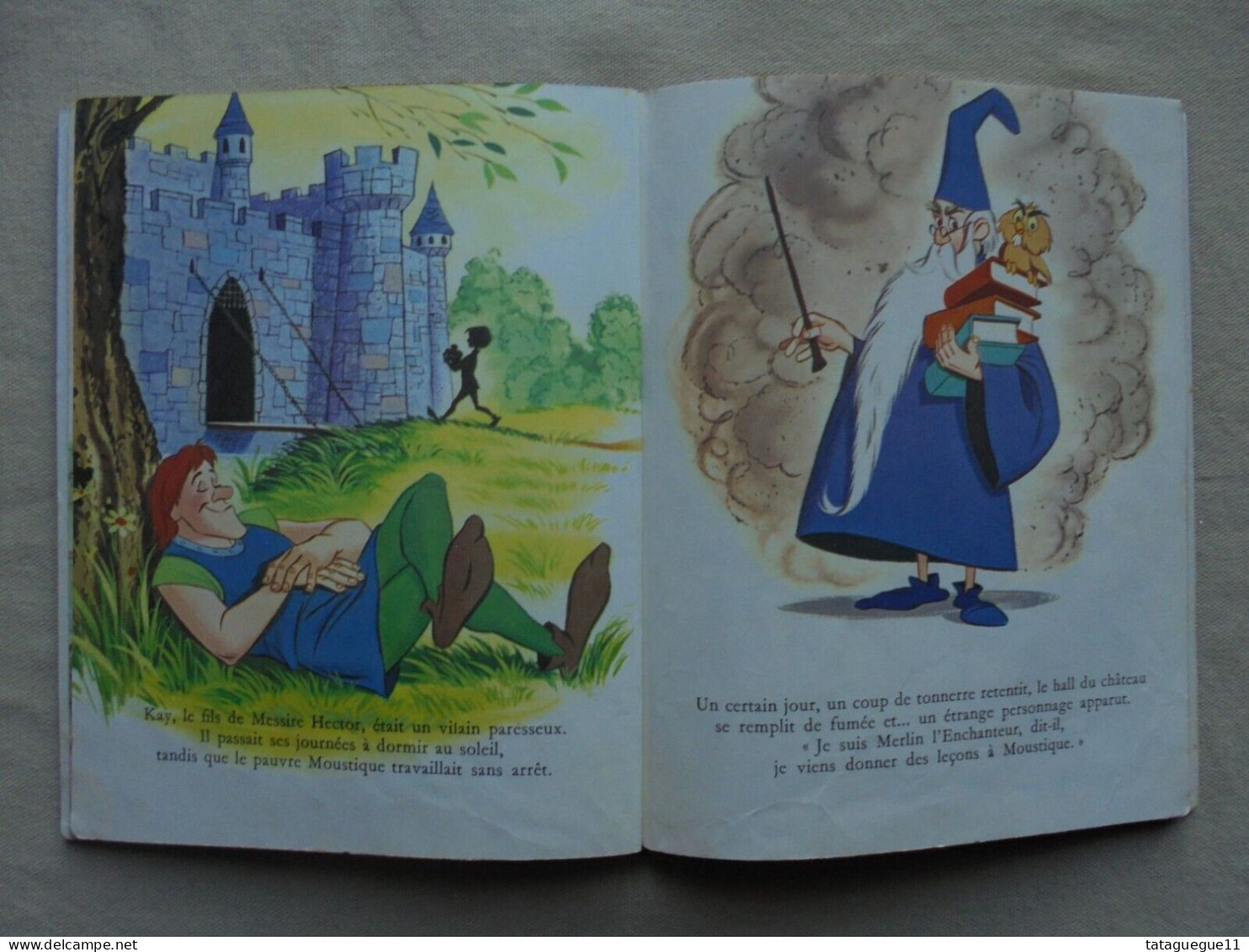 Ancien - Livre Pour Enfant Merlin L'Enchanteur Les Albums Roses 1963 - Disney