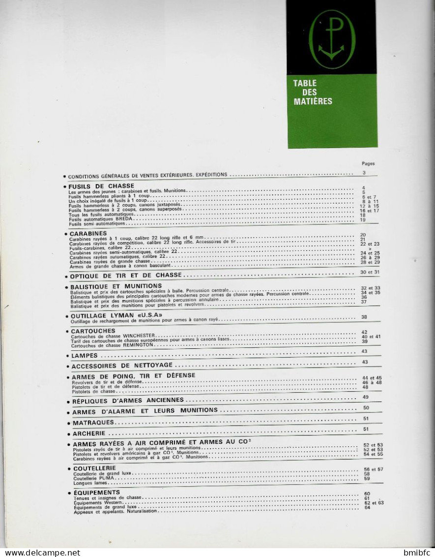1966  -  ARMES PREVOST - Catalogue De 64 Pages - Chasse/Pêche