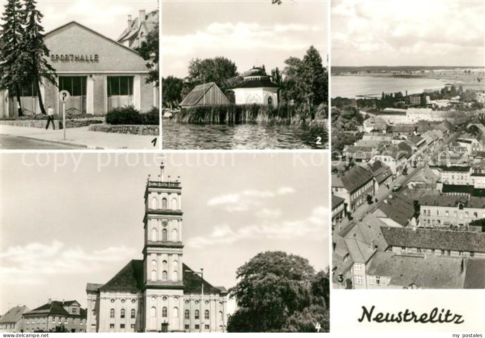 73045013 Neustrelitz Sporthalle Am Zierker See Teilansicht Stadtkirche Neustreli - Neustrelitz