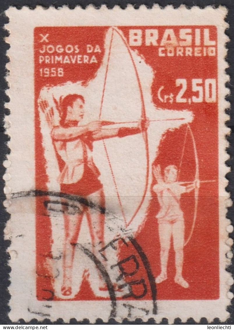 1958 Brasilien ° Mi:BR 945, Sn:BR 880, Yt:BR 662, 10th Spring Games, Rio De Janeiro, Archers, Bogenschiessen - Used Stamps