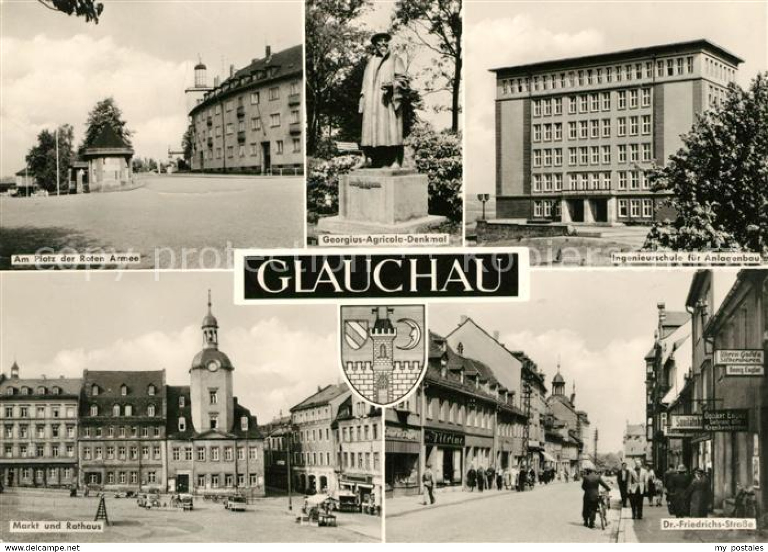 73044832 Glauchau Platz Der Roten Armee Georgius Agricola Denkmal Ingenieurschul - Glauchau