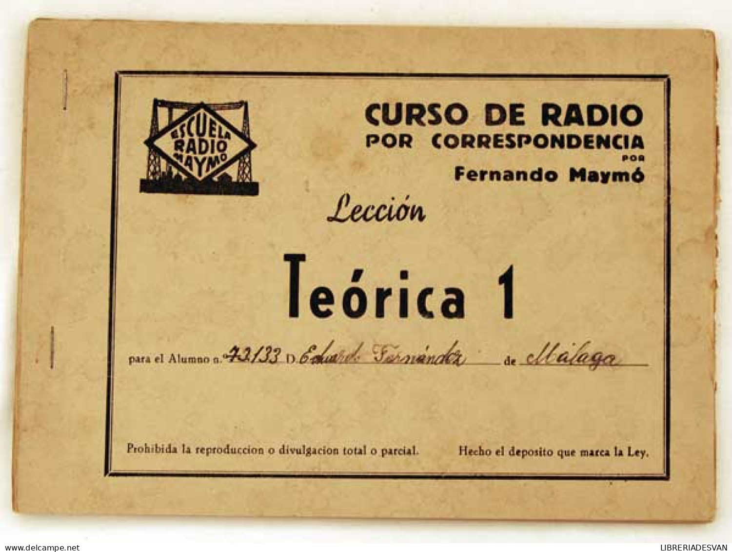 Curso De Radio Por Correspondencia. Lección Teórica 1. Fernando Maymó - Craft, Manual Arts