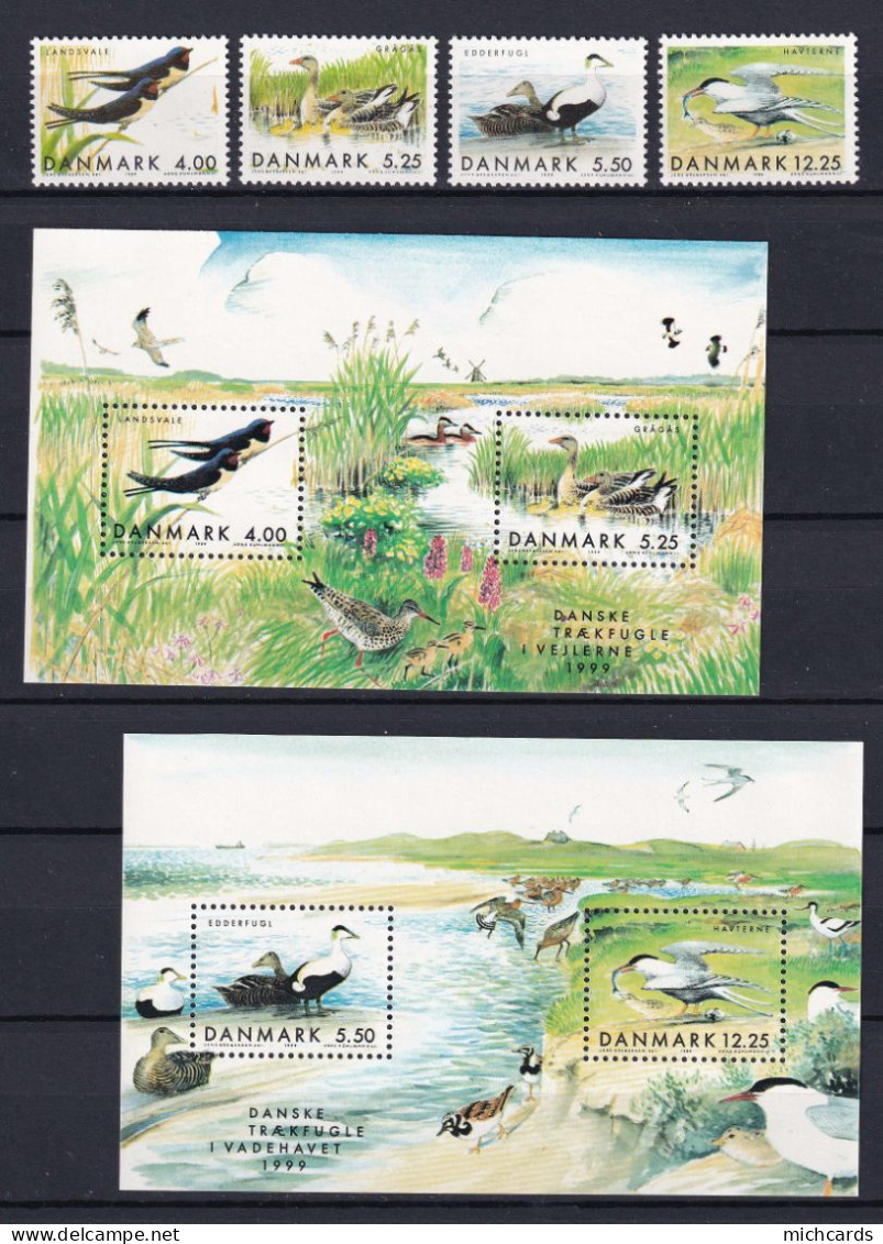 169 DANEMARK 1999 - Y&T 1222/25 BF 14/15 - Oiseau - Neuf ** (MNH) Sans Charniere - Unused Stamps