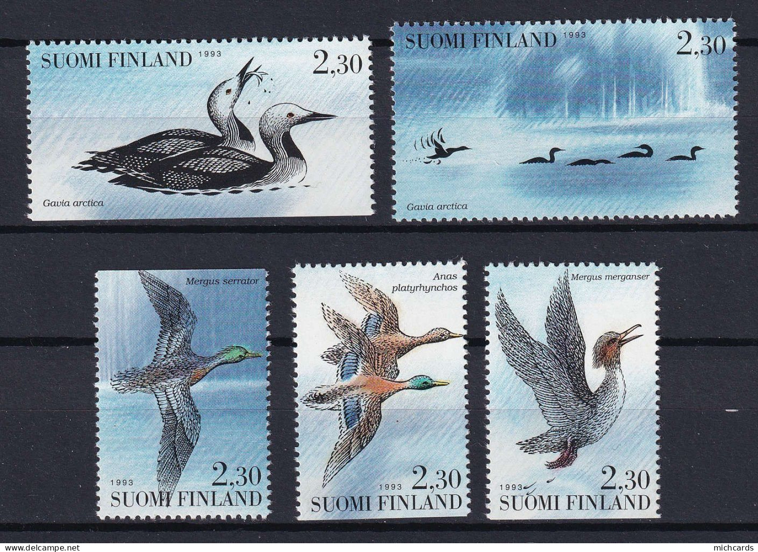 169 FINLANDE 1993 - Y&T 1189/93 - Oiseau - Neuf ** (MNH) Sans Charniere - Nuovi