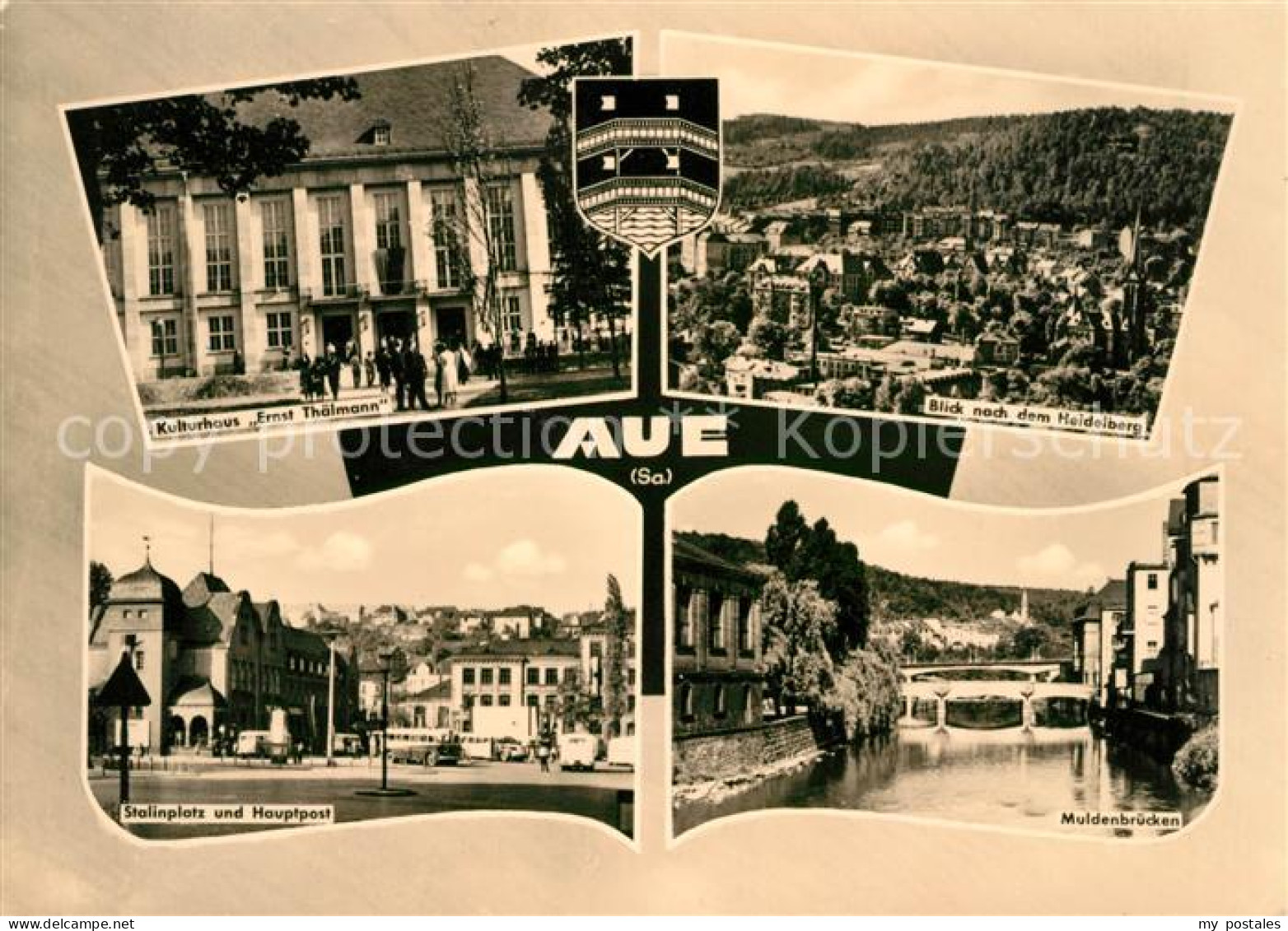 73043765 Aue Erzgebirge Kulturhaus Ernst Thaelmann Blick Zum Heidelberg Stalinpl - Aue