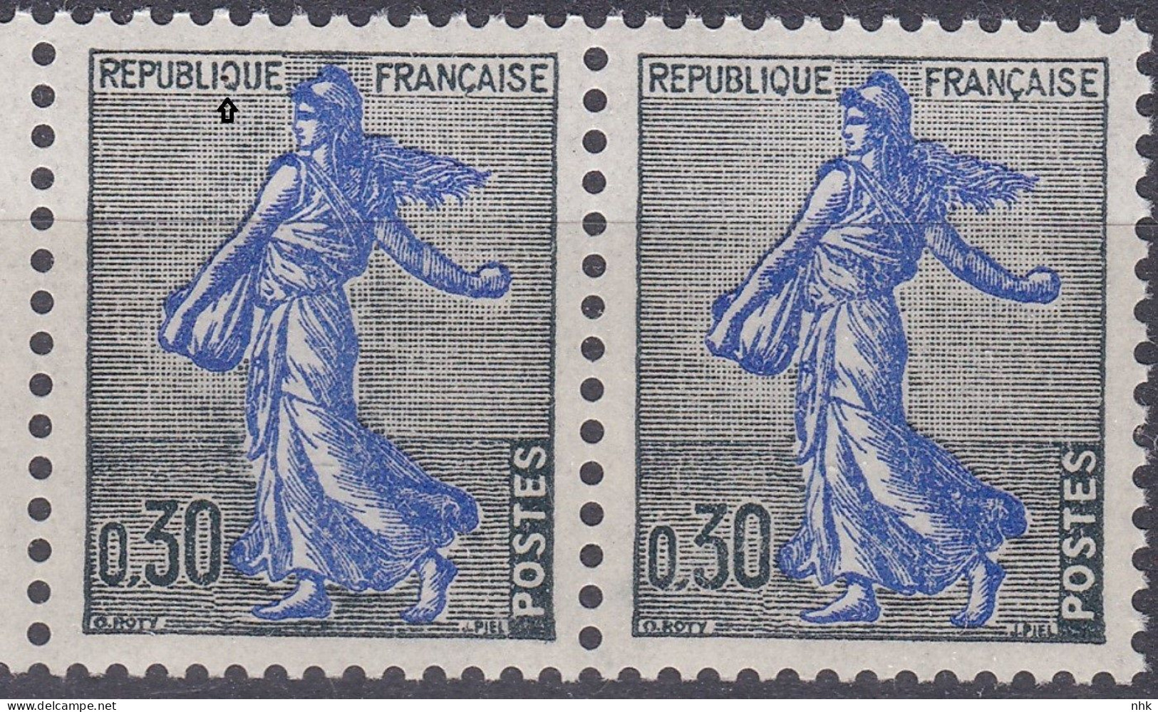 18173 Variété : N° 1234A  Type Semeuse Boule Dans Le Q De REPUBLIQUE Tenant à Normal ** - Nuovi