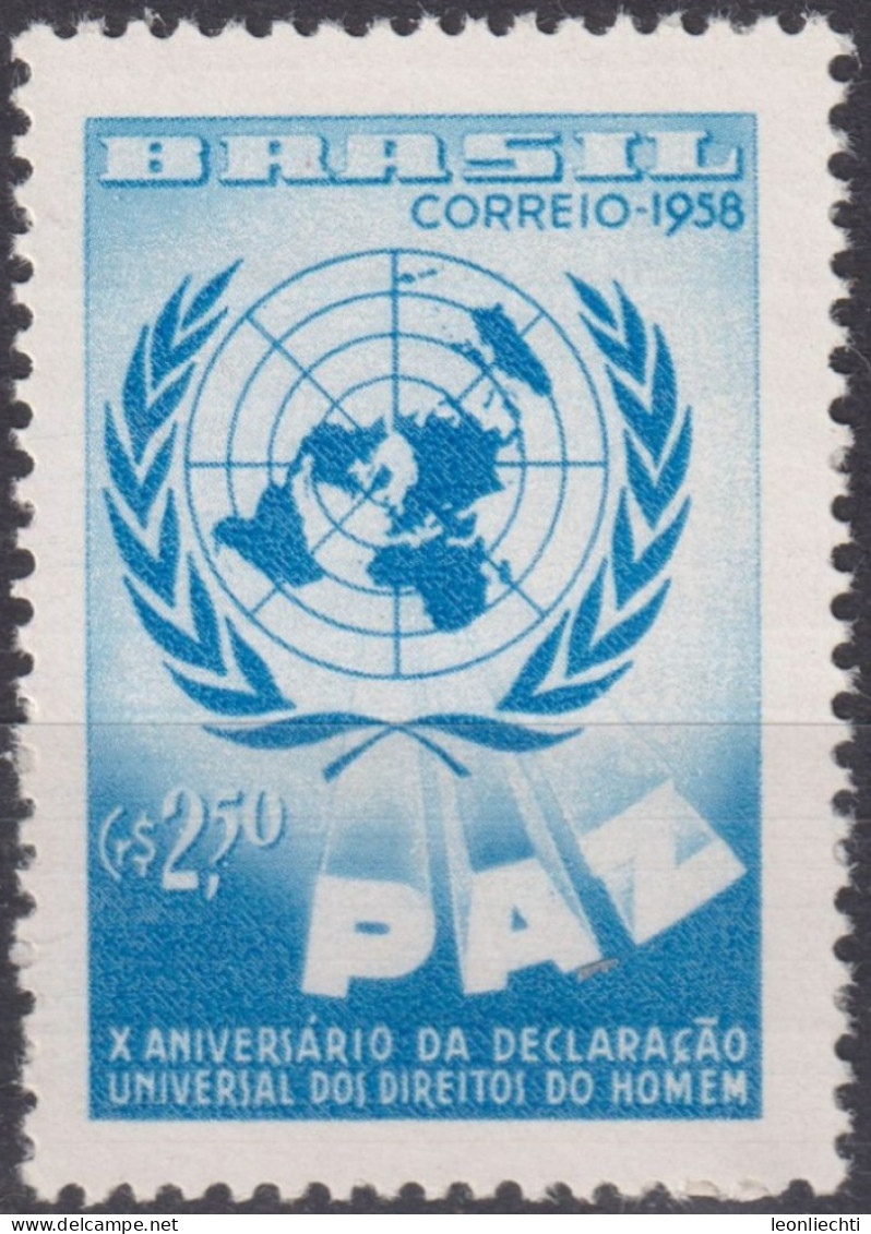1958 Brasilien ** Mi:BR 951, Sn:BR 886, Yt:BR 668, 10 Years Of Universal Human Rights Declaration - Unused Stamps